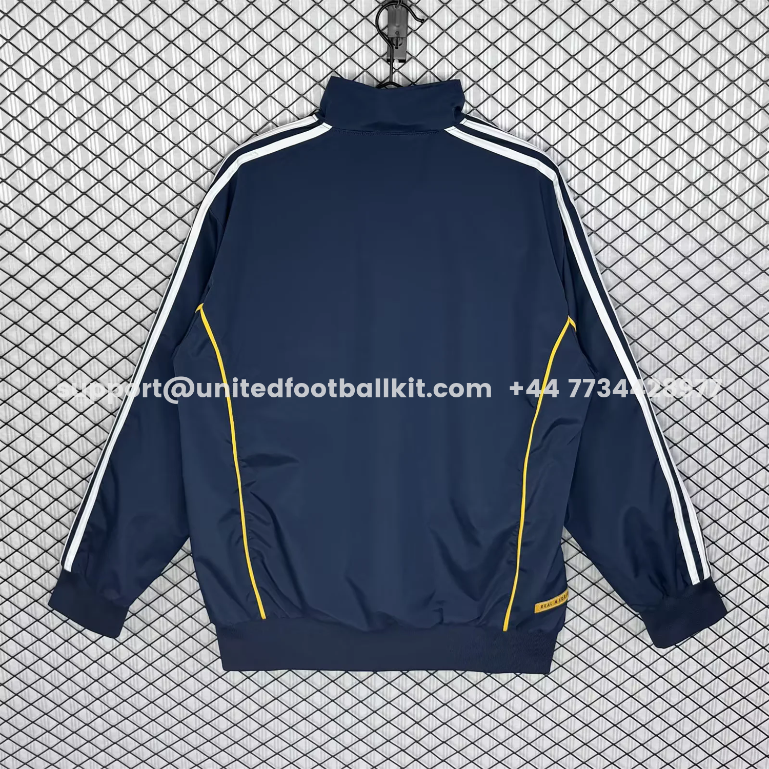 Unitedfootballkit.com | Retro Real Madrid 1998-99 Third Windbreaker Jacket - Blue -Customize Name, Number and Patch | Worldwide Shipping