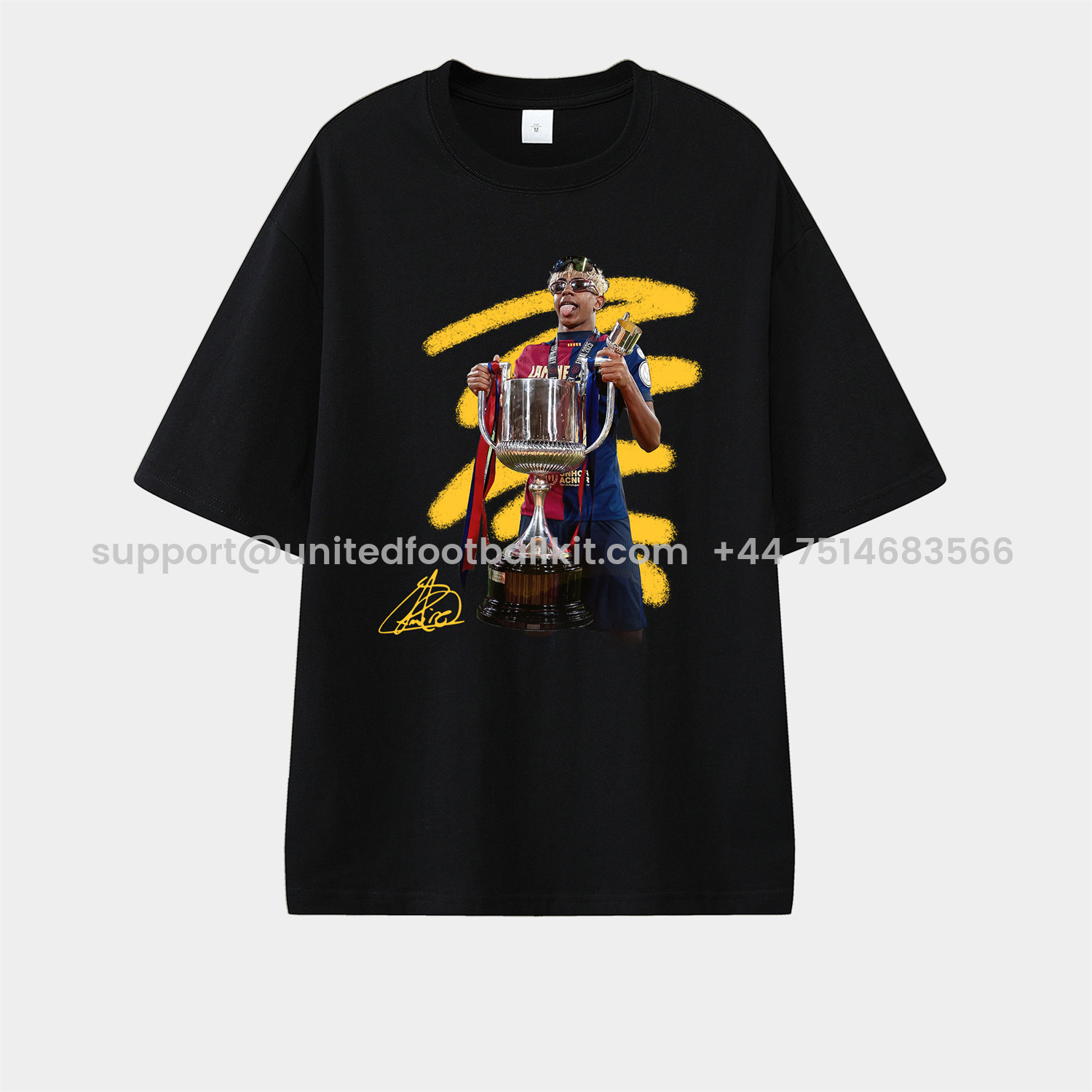 Unitedfootballkit.com | Barcelona Yamal Copa Del Rey Unisex Pure Cotton T-shirt -Customize Name, Number and Patch | Worldwide Shipping