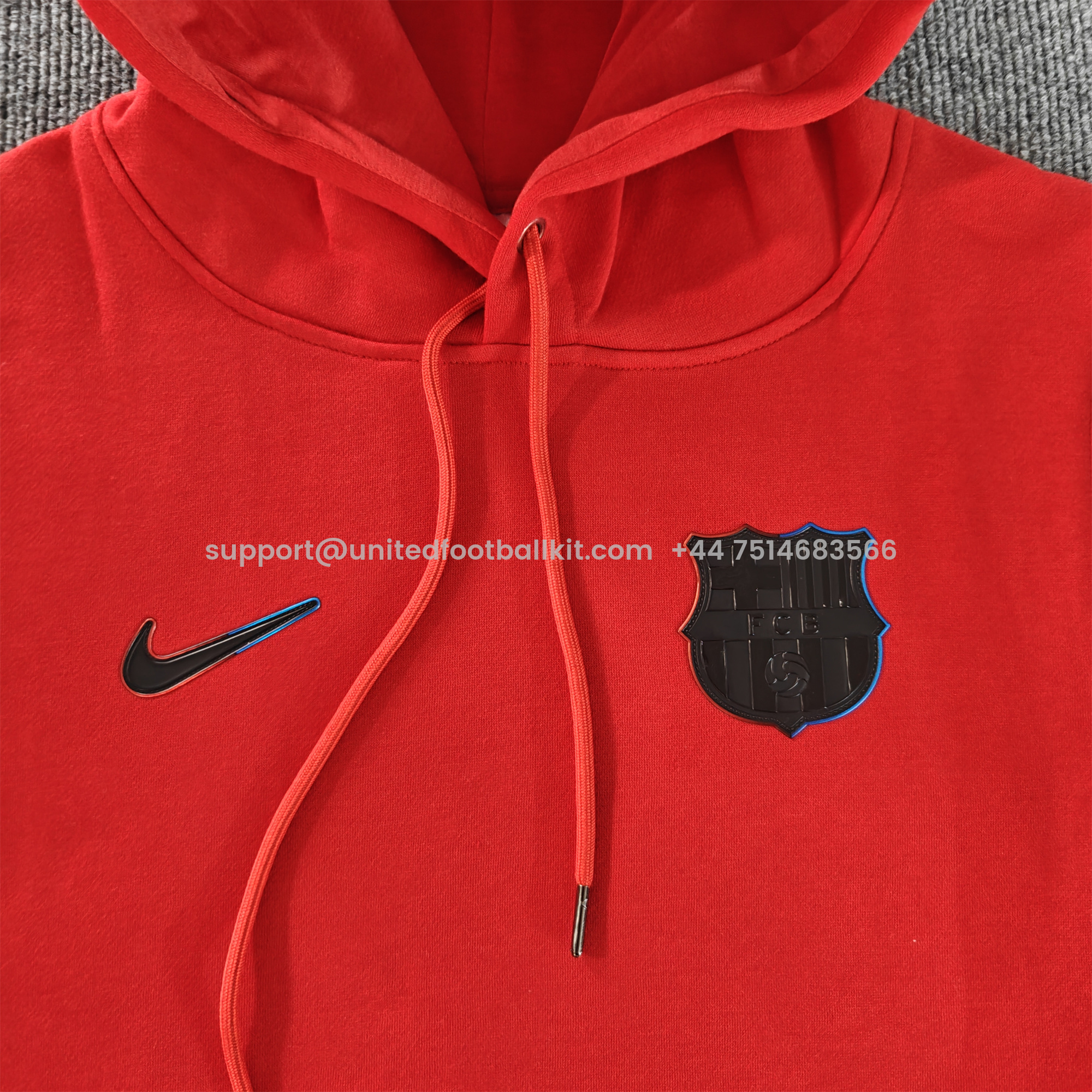 Unitedfootballkit.com | Barcelona 24-25 Black Team Badge Hoodie - Deep Blue -Customize Name, Number and Patch | Worldwide Shipping