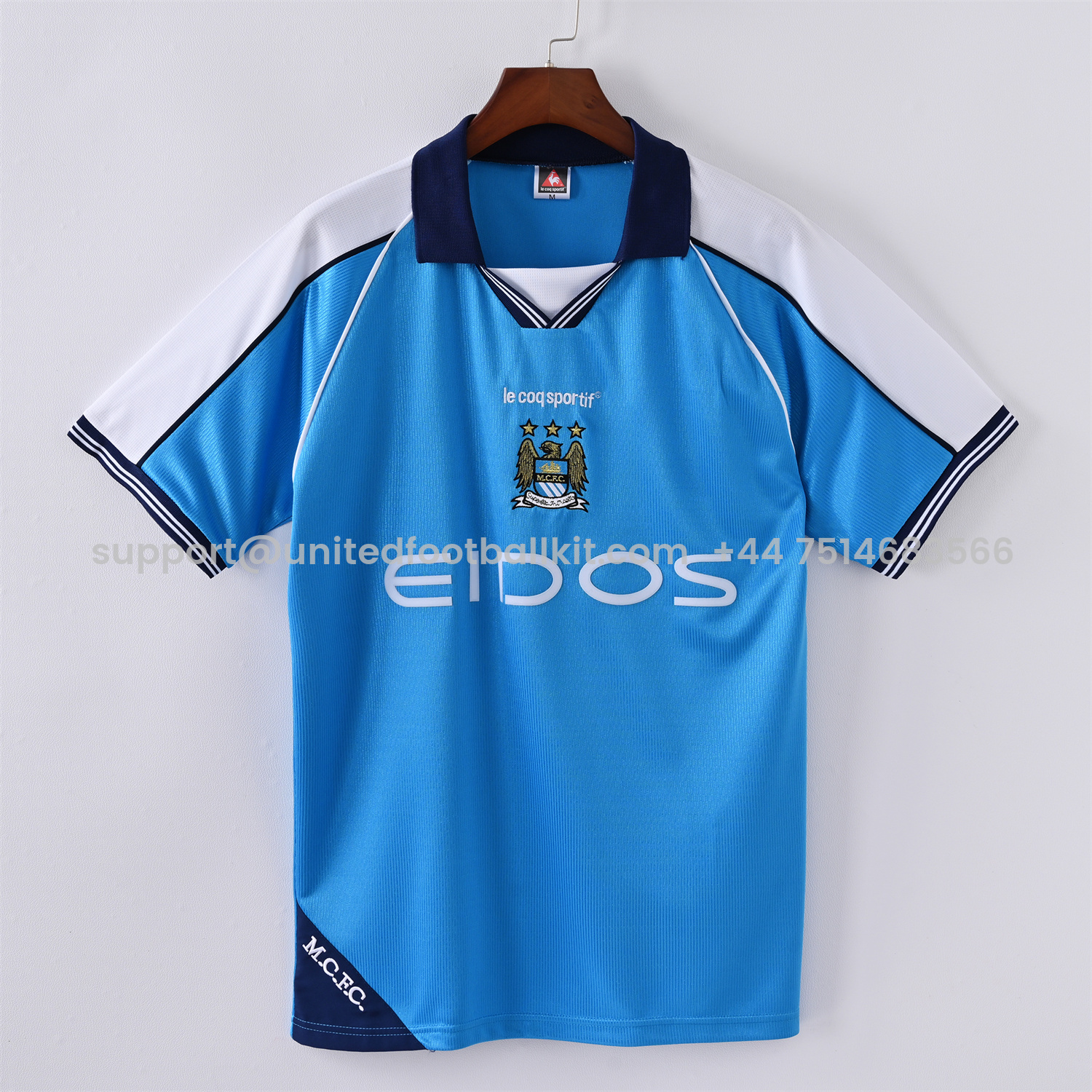 Unitedfootballkit.com | Retro Manchester City 1999-01 Home Stadium Jersey -Customize Name, Number and Patch | Worldwide Shipping