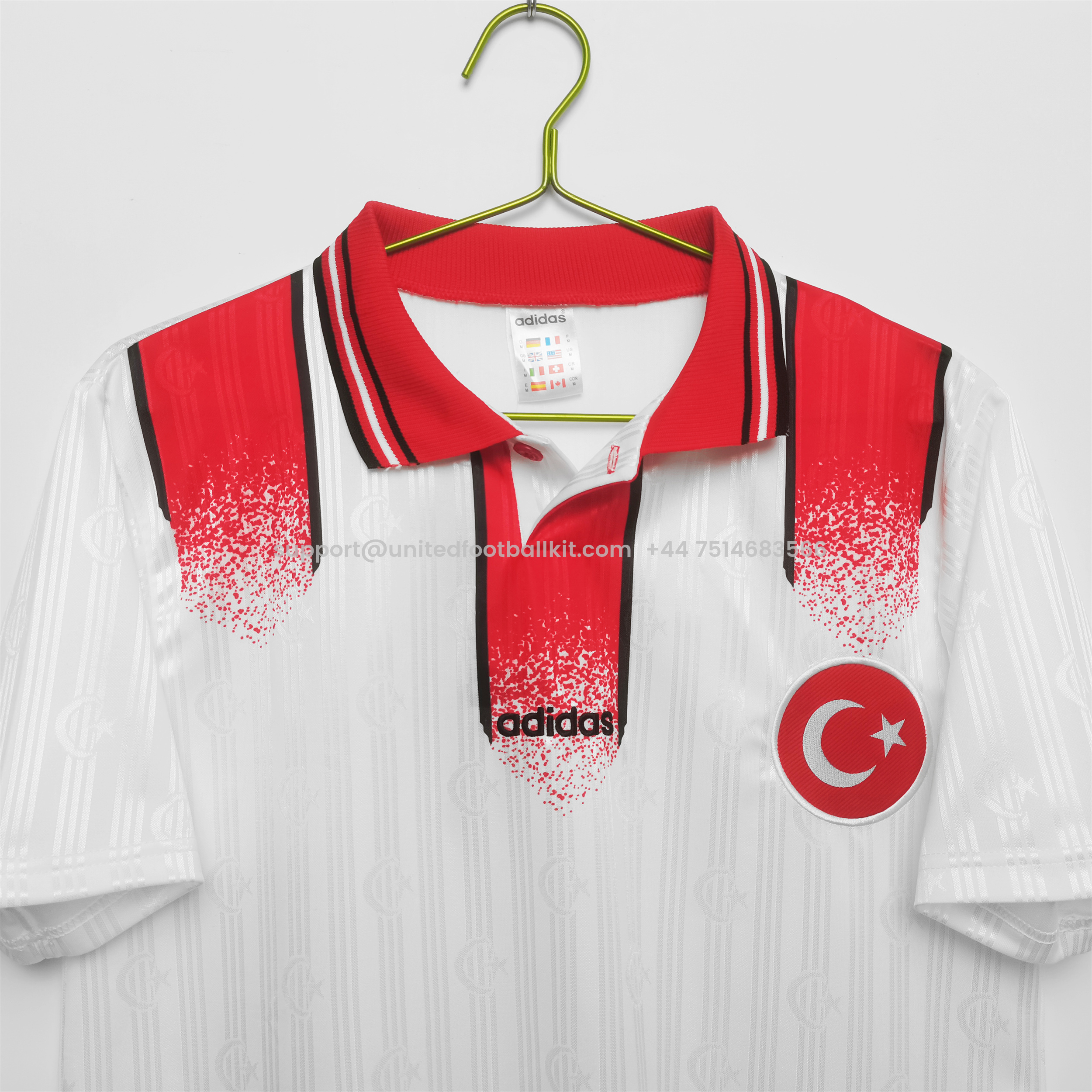 Unitedfootballkit.com | Retro Turkey 1996 Away Stadium Jersey -Customize Name, Number and Patch | Worldwide Shipping