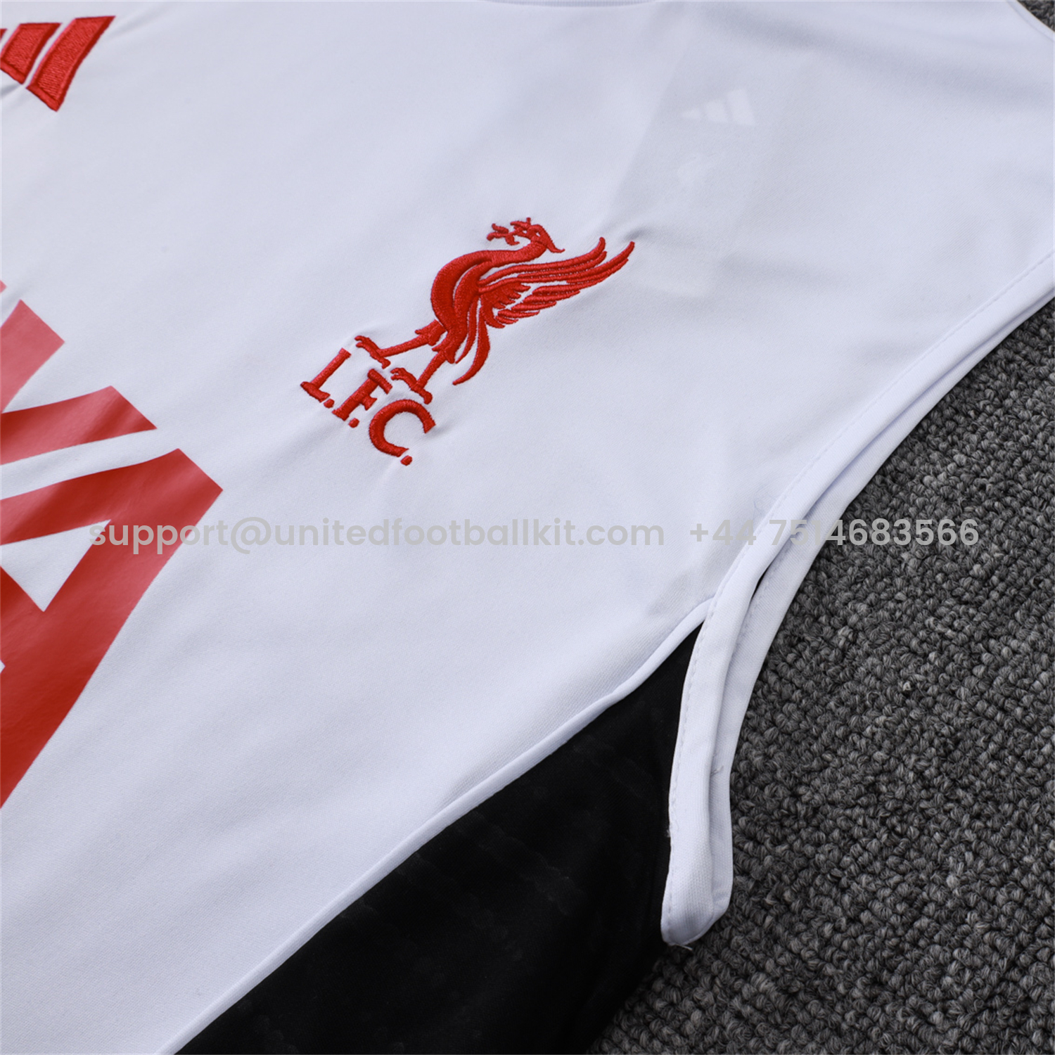 Unitedfootballkit.com | Liver.pool 25-26 Vest Training Set - White Vest & Black Shorts -Customize Name, Number and Patch | Worldwide Shipping