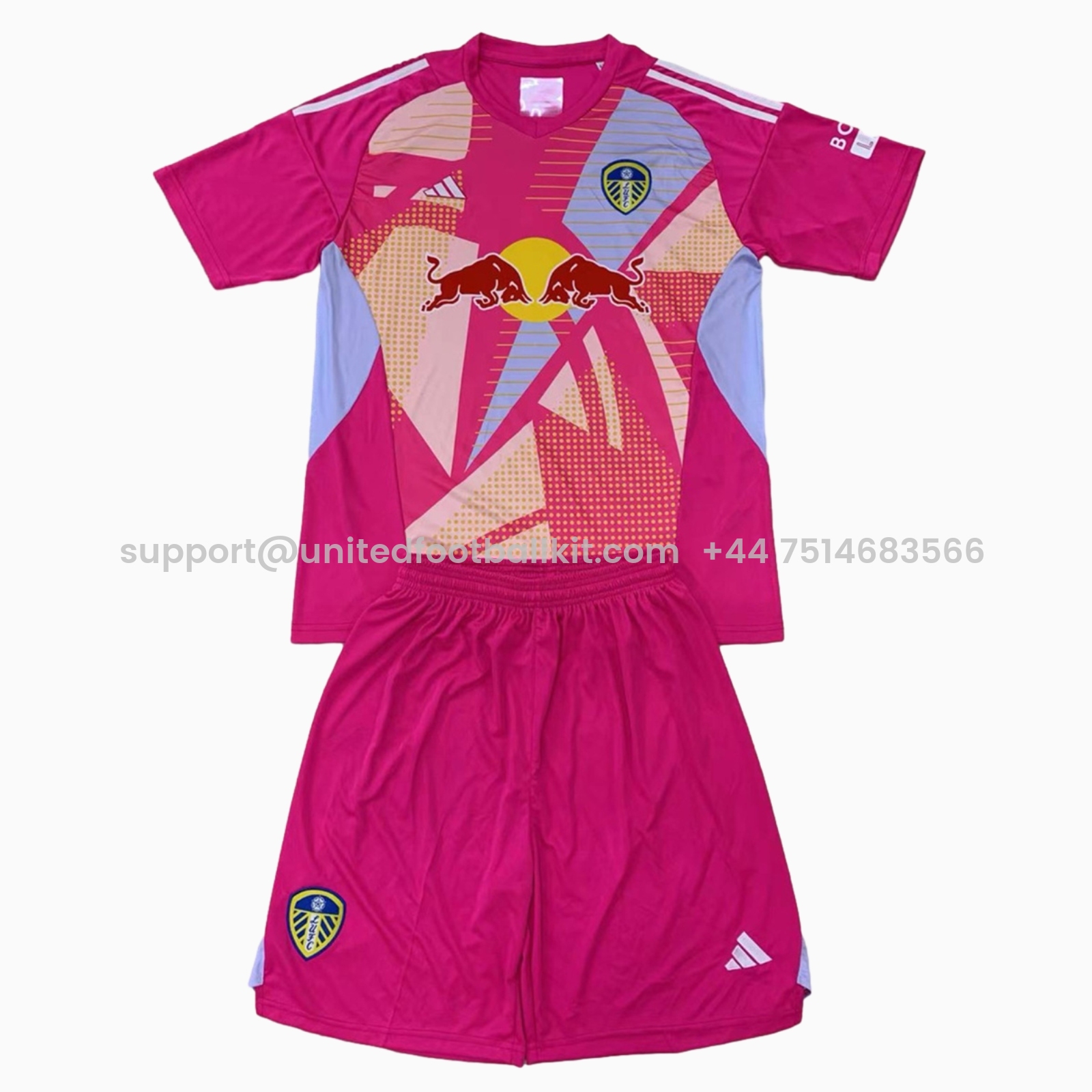 Unitedfootballkit.com | Leeds United 24-25 Pink Goalkeeper Men's Adult Jersey Set - Fans Version -Customize Name, Number and Patch | Worldwide Shipping