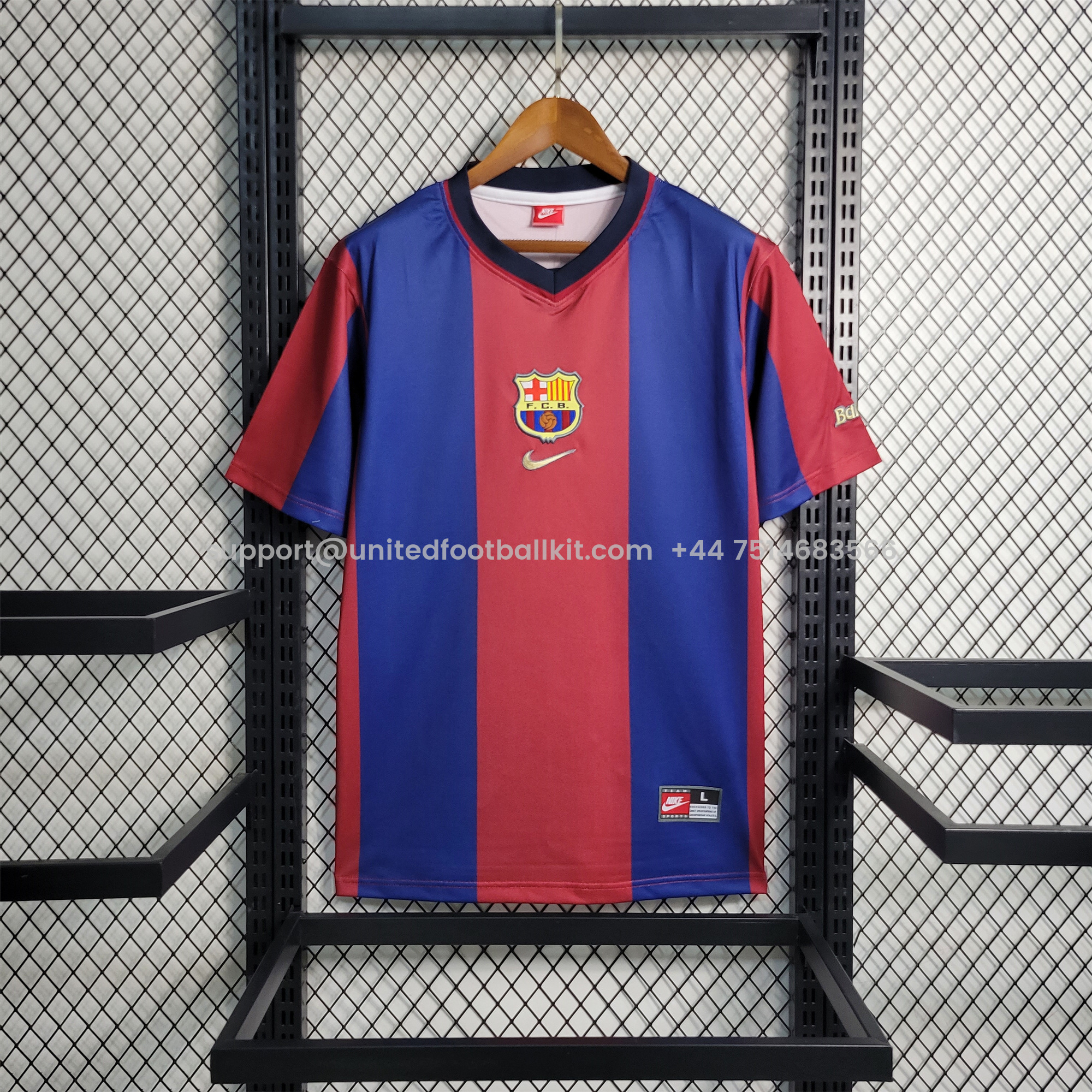 Unitedfootballkit.com | Retro Barcelona 98-99 Home Stadium Jersey -Customize Name, Number and Patch | Worldwide Shipping