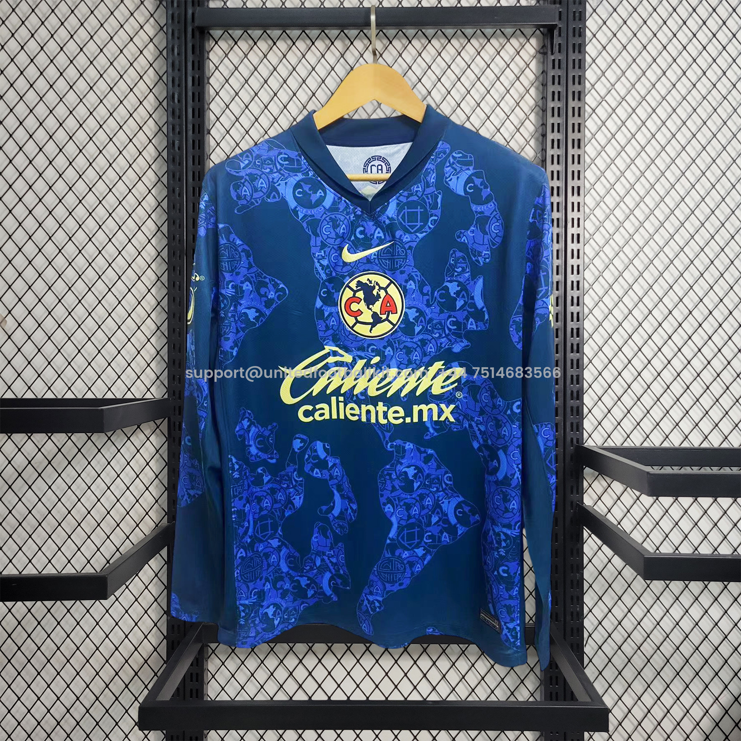 Unitedfootballkit.com | Club América 24-25 Away Long Sleeve Jersey - Fans Version -Customize Name, Number and Patch | Worldwide Shipping
