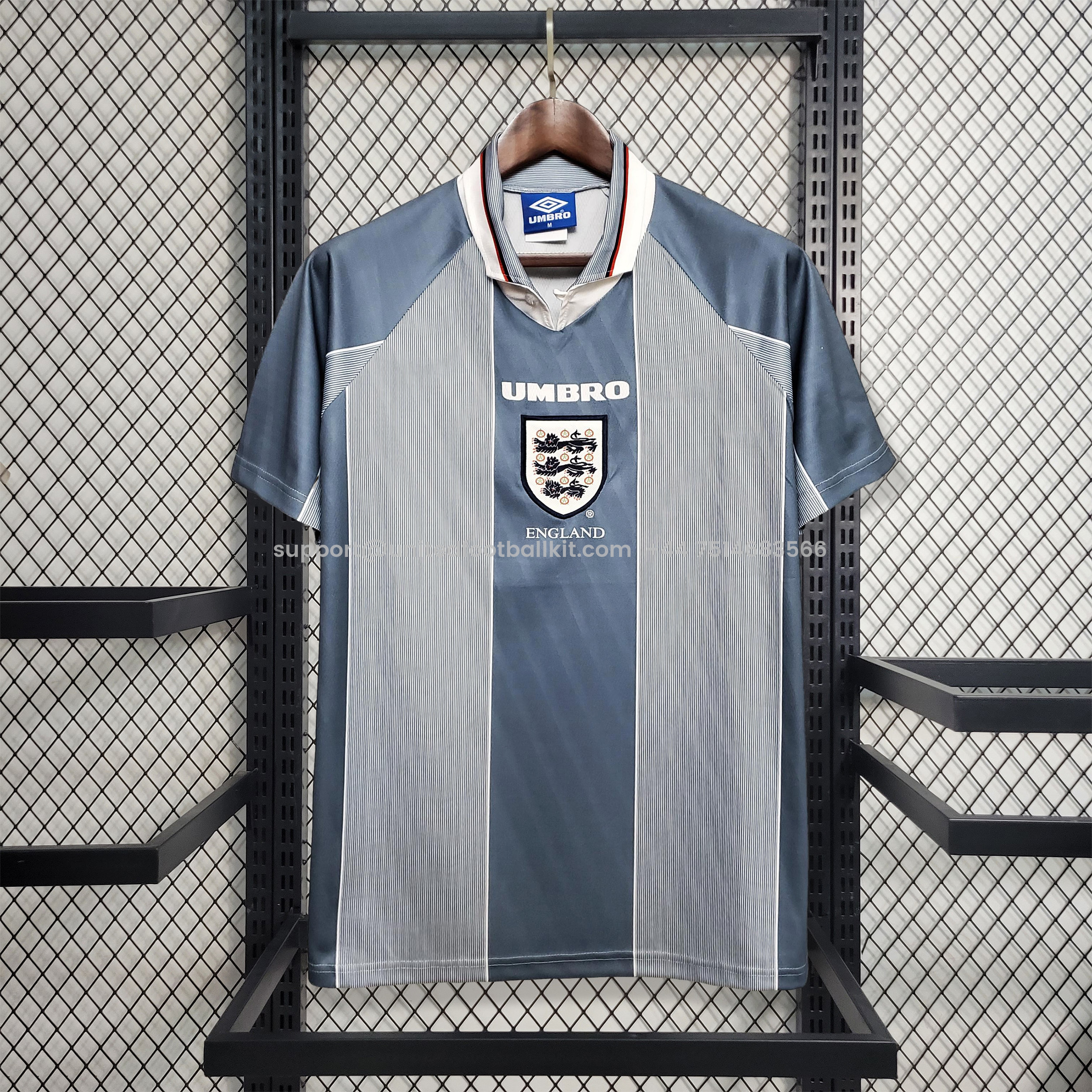 Unitedfootballkit.com | Retro England 1996 Away Stadium Jersey -Customize Name, Number and Patch | Worldwide Shipping