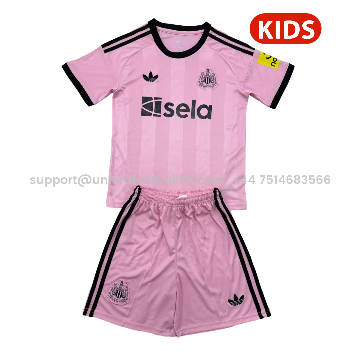 Unitedfootballkit.com | Newcastle United 25-26 Pink Goalkeeper Kids Kit -Customize Name, Number and Patch | Worldwide Shipping