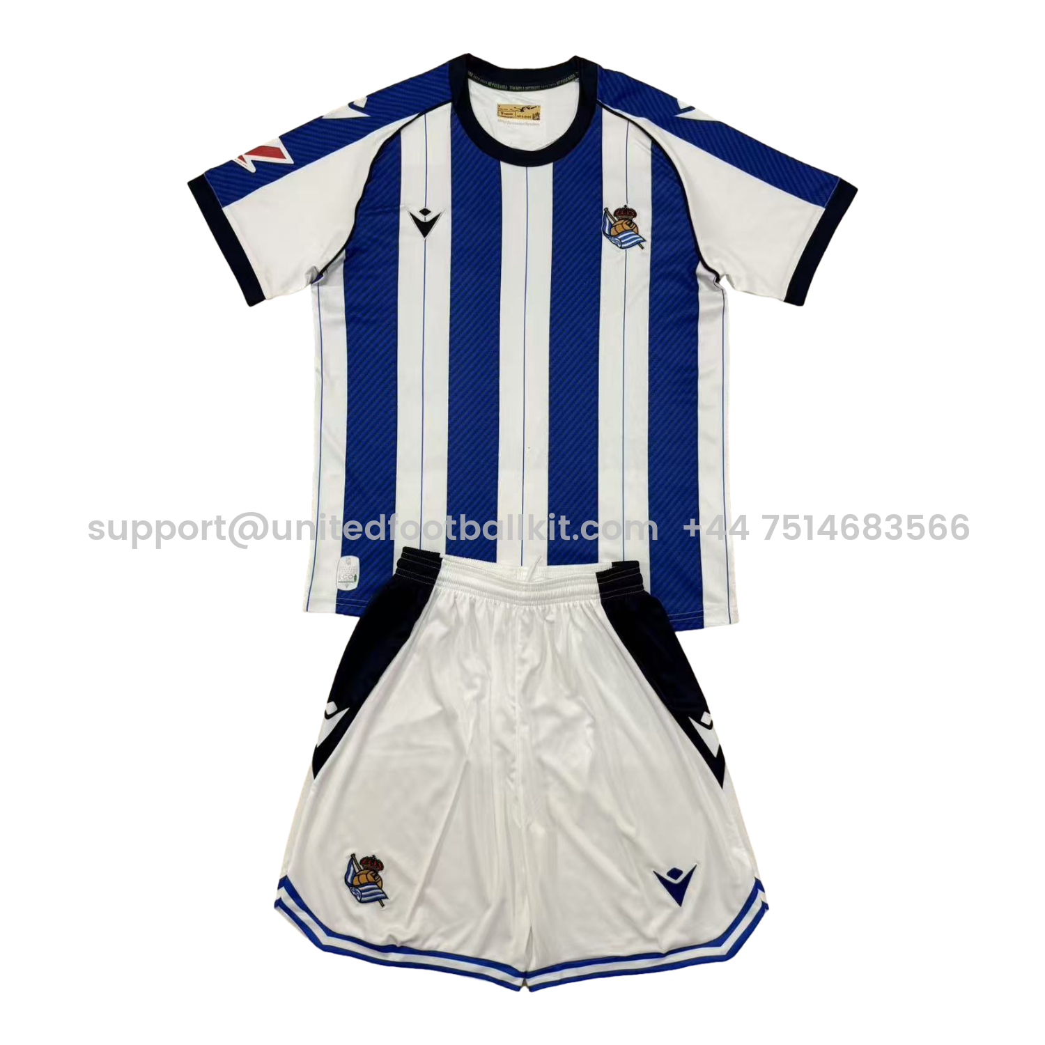 Unitedfootballkit.com | Real Sociedad 25-26 Home Men's Adult Jersey Set - Fans Version -Customize Name, Number and Patch | Worldwide Shipping