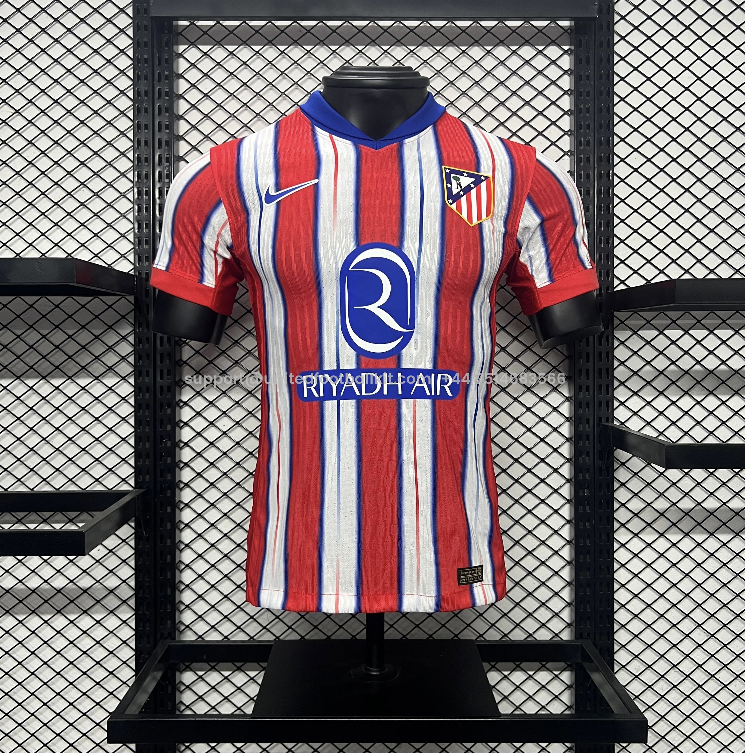Unitedfootballkit.com | Atletico Madrid 24-25 Home Stadium Jersey - Player Version -Customize Name, Number and Patch | Worldwide Shipping