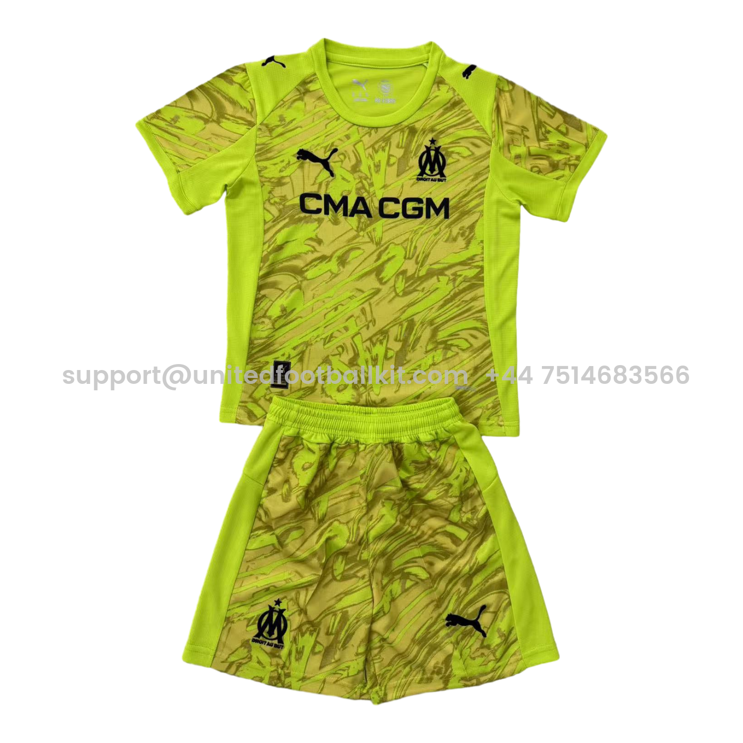 Unitedfootballkit.com | Marseille 25-26 Green Goalkeeper Men's Adult Jersey Set - Fans Version -Customize Name, Number and Patch | Worldwide Shipping