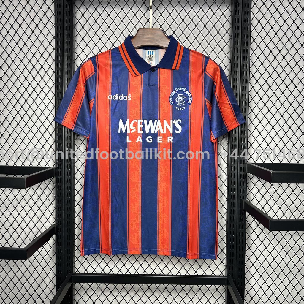 Unitedfootballkit.com | Retro Glasgow Rangers 1993-94 Away Stadium Jersey -Customize Name, Number and Patch | Worldwide Shipping