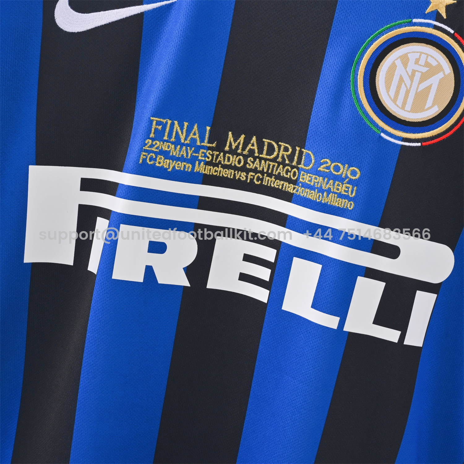 Unitedfootballkit.com | Retro Inter Milan 09-10 Home Long Sleeves Jersey - Champions League Final -Customize Name, Number and Patch | Worldwide Shipping