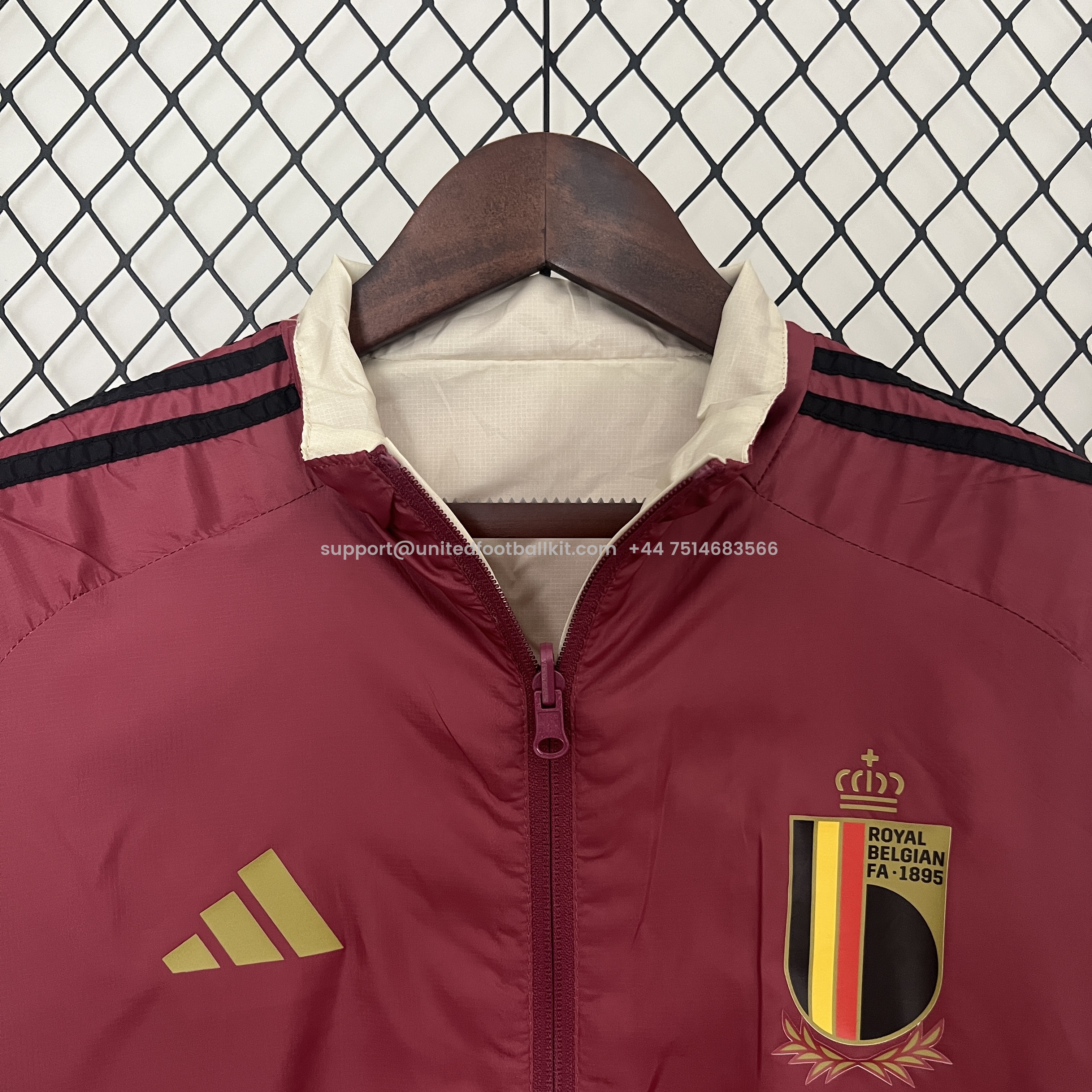 Unitedfootballkit.com | Belgium 2024 Double Sided Reversible Windbreaker - Red & Yellow -Customize Name, Number and Patch | Worldwide Shipping