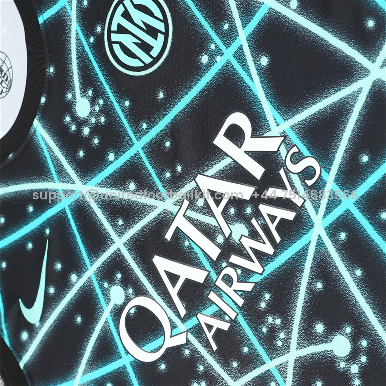 Unitedfootballkit.com | Inter Milan 25-26 Vest Training Set - Blue Fluorescent Rays Black Vest & Black Shorts -Customize Name, Number and Patch | Worldwide Shipping