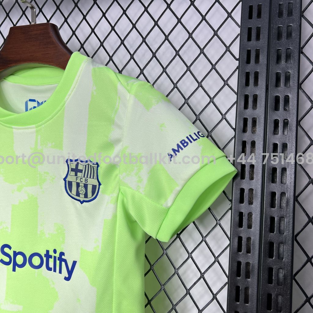 Unitedfootballkit.com | Barcelona 24-25 Third Kids Kit -Customize Name, Number and Patch | Worldwide Shipping