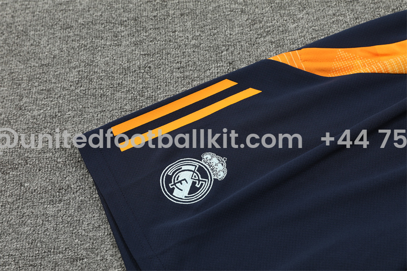 Unitedfootballkit.com | Real Madrid 24-25 Short-Sleeve Training Set - White & Deep Blue -Customize Name, Number and Patch | Worldwide Shipping