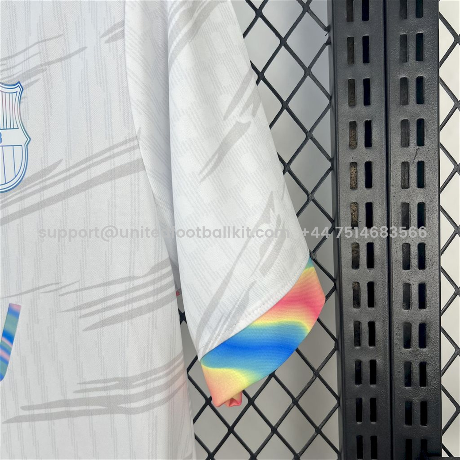 Unitedfootballkit.com | Barcelona 25-26 Colored Cuffs White Jersey - Fans Version -Customize Name, Number and Patch | Worldwide Shipping
