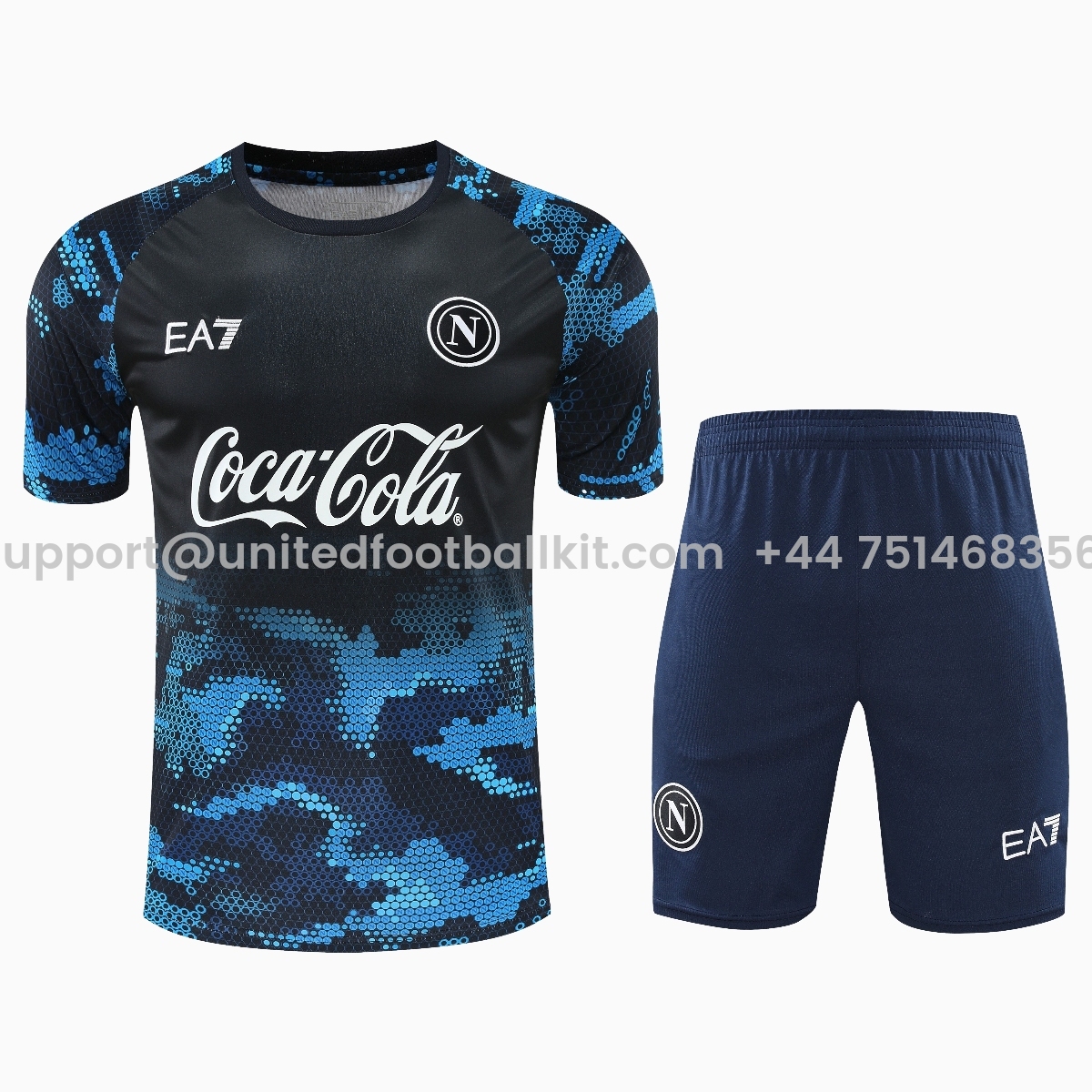Unitedfootballkit.com | Napoli 24-25 Short-Sleeve Training Set - Blue Top & Shorts -Customize Name, Number and Patch | Worldwide Shipping