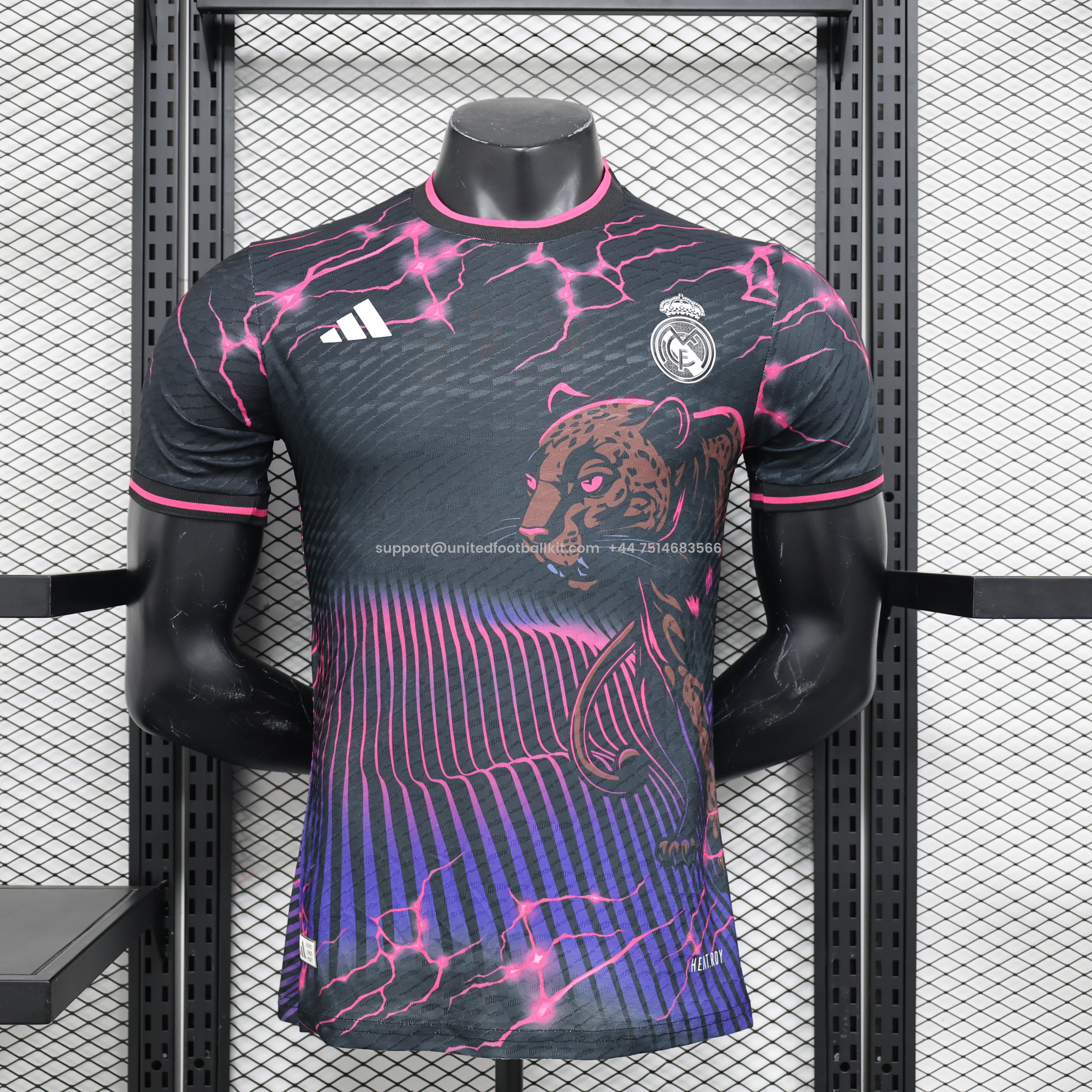 Unitedfootballkit.com | Real Madrid 24-25 Leopard Special Edition Black Jersey - Player Version -Customize Name, Number and Patch | Worldwide Shipping