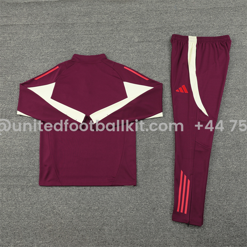 Unitedfootballkit.com | Bayern Munich 24-25 Long Sleeve Training Set - Red -Customize Name, Number and Patch | Worldwide Shipping