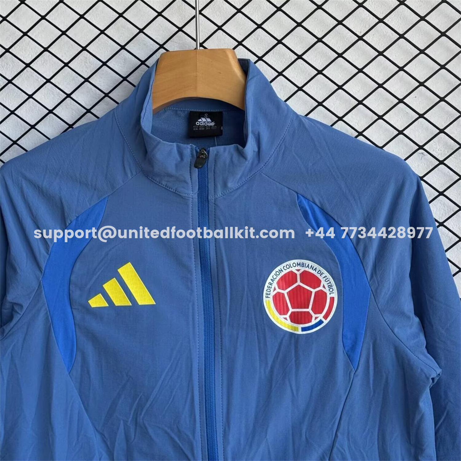 Unitedfootballkit.com | Colombia 2026 Windbreaker Training Set - Ocean Blue Top and Pants -Customize Name, Number and Patch | Worldwide Shipping