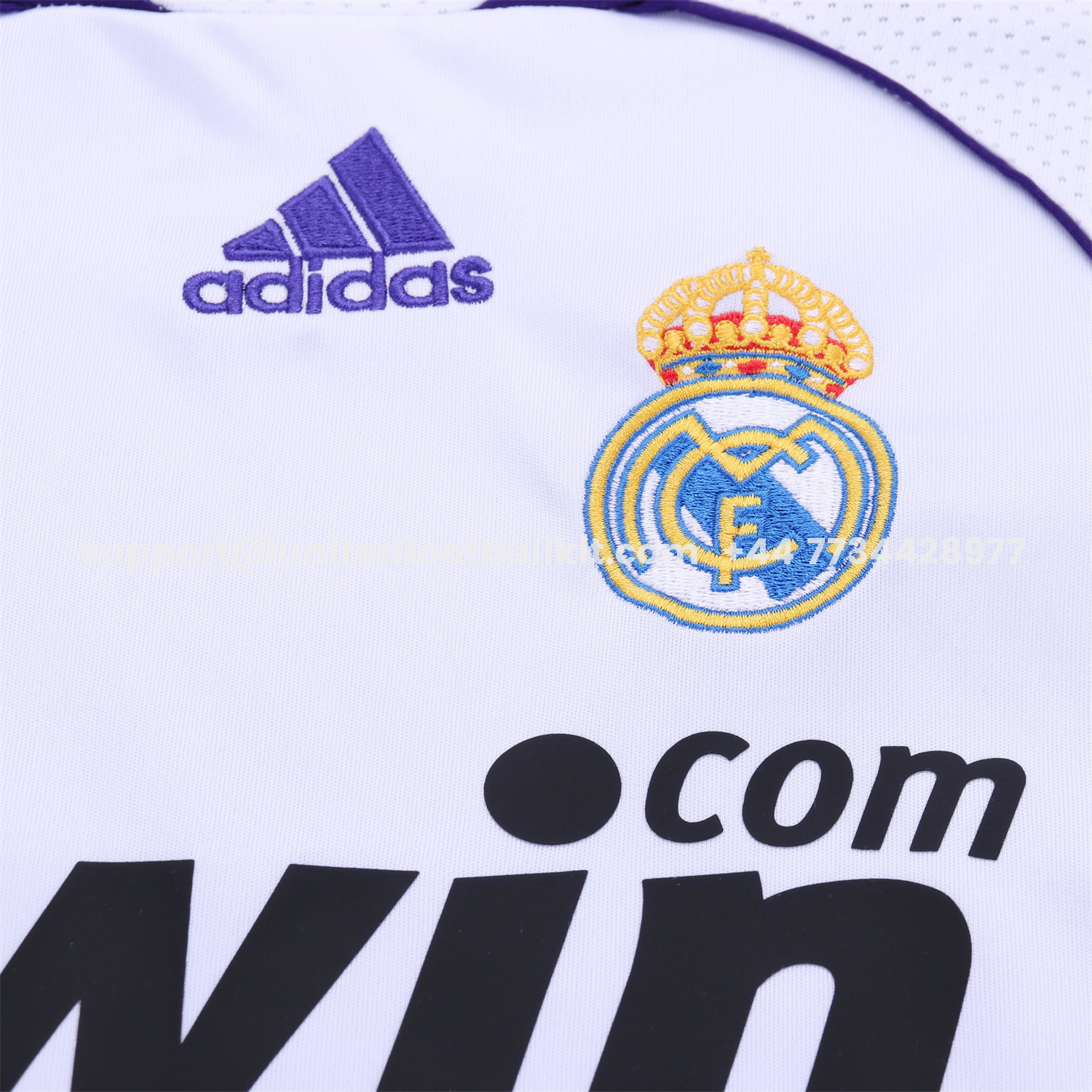Unitedfootballkit.com | Retro Real Madrid 2007-08 Home Kids Kit -Customize Name, Number and Patch | Worldwide Shipping
