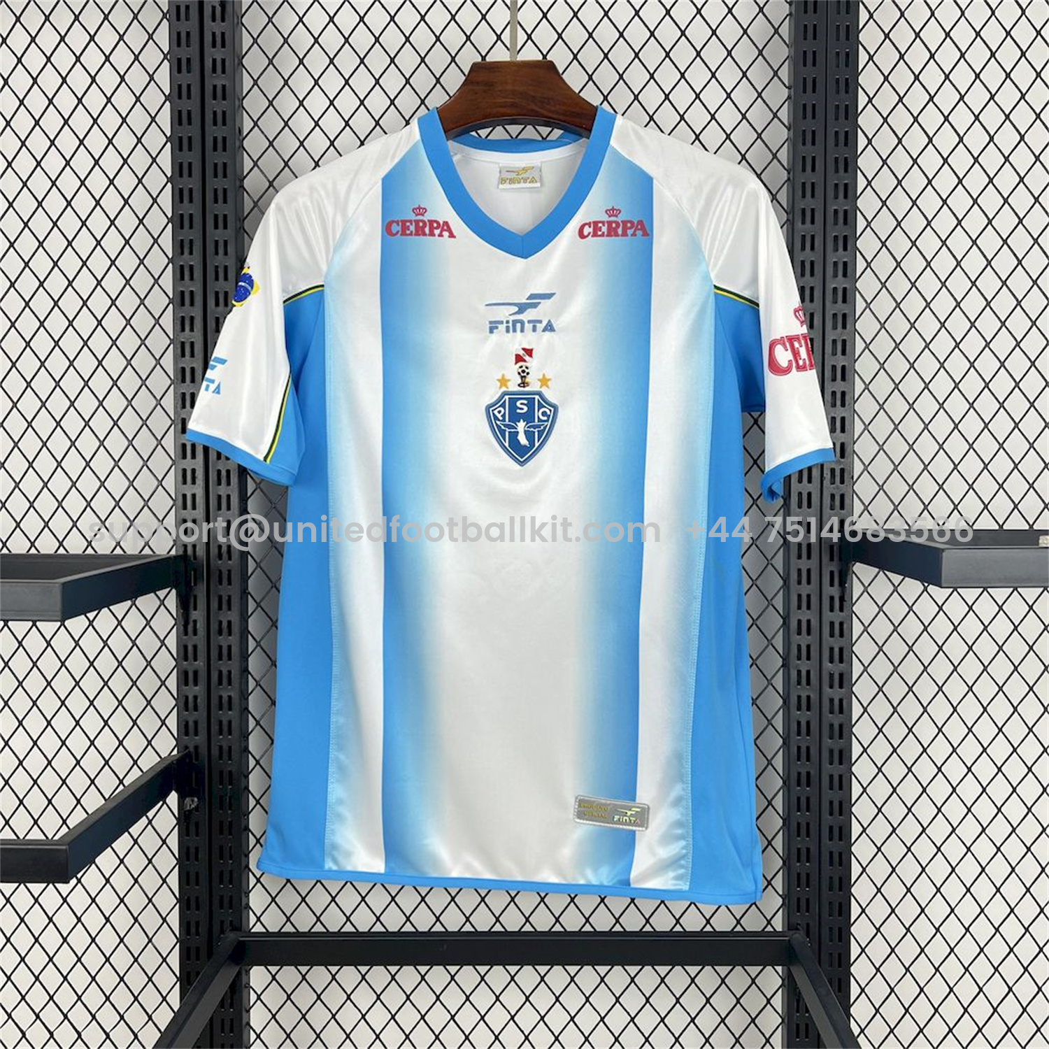 Unitedfootballkit.com | Retro Paysandu 2003 Third Blue Stripe Jersey -Customize Name, Number and Patch | Worldwide Shipping