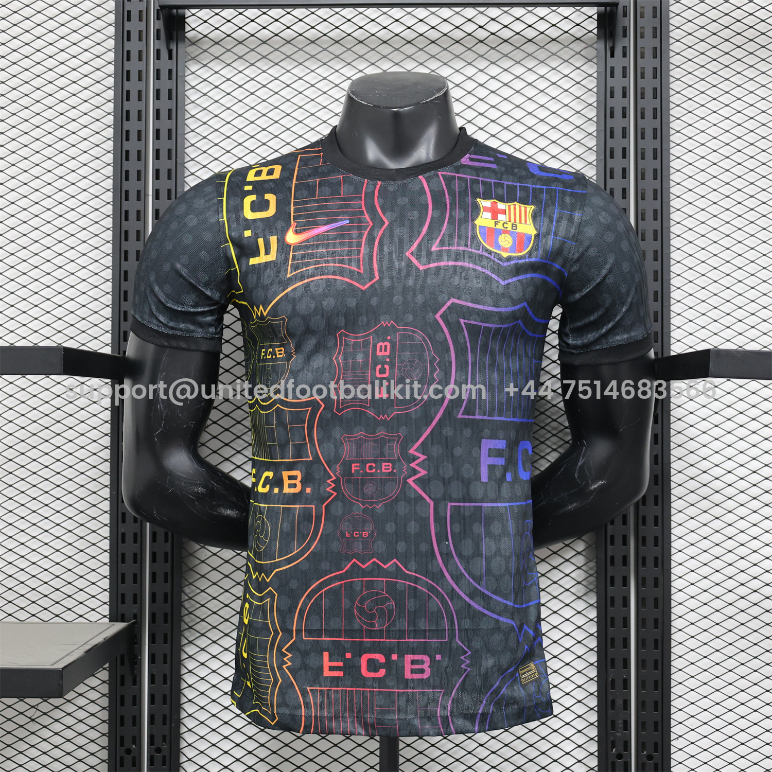 Unitedfootballkit.com | Barcelona 24-25 Black Fluorescent ICON Special Edition Jersey - Player Version -Customize Name, Number and Patch | Worldwide Shipping