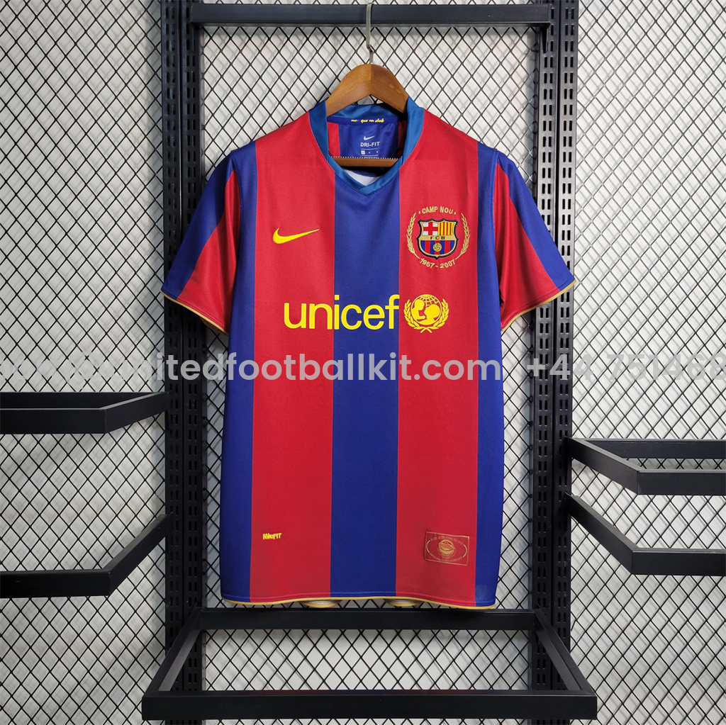 Unitedfootballkit.com | Retro Barcelona 07-08 Home Stadium Jersey -Customize Name, Number and Patch | Worldwide Shipping