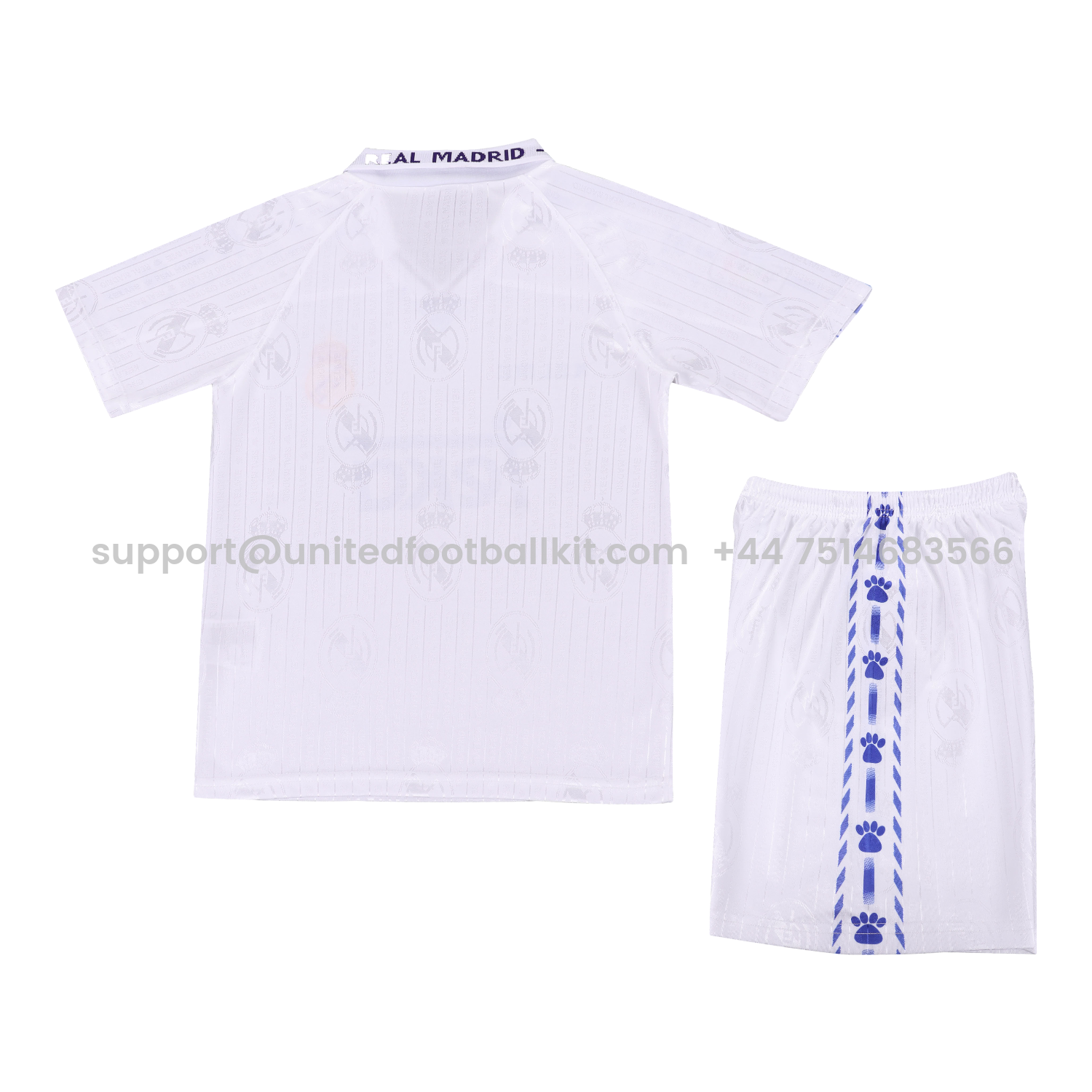 Unitedfootballkit.com | Retro Real Madrid 96-97 Home Kids Kit -Customize Name, Number and Patch | Worldwide Shipping