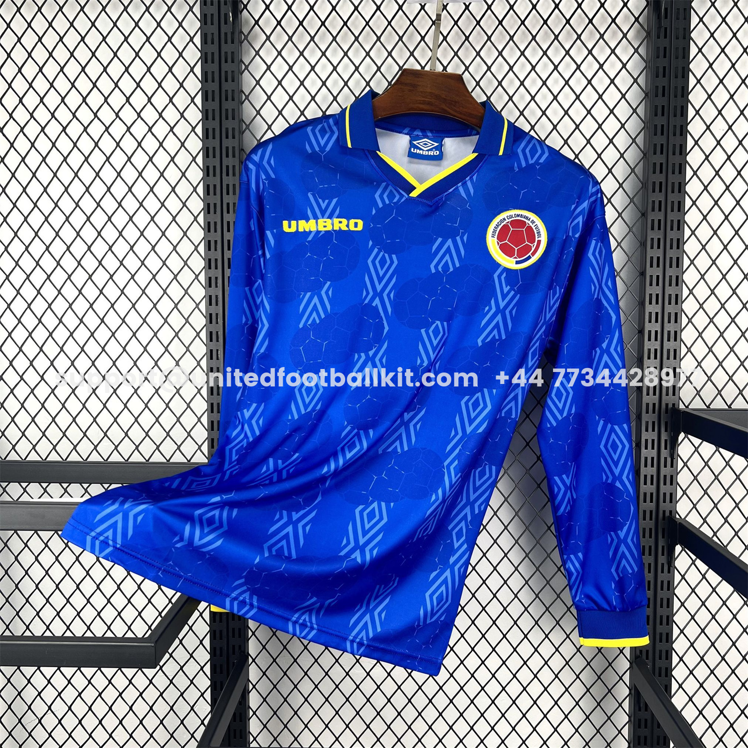 Unitedfootballkit.com | Retro Colombia 1994 Away Long Sleeves Jersey -Customize Name, Number and Patch | Worldwide Shipping