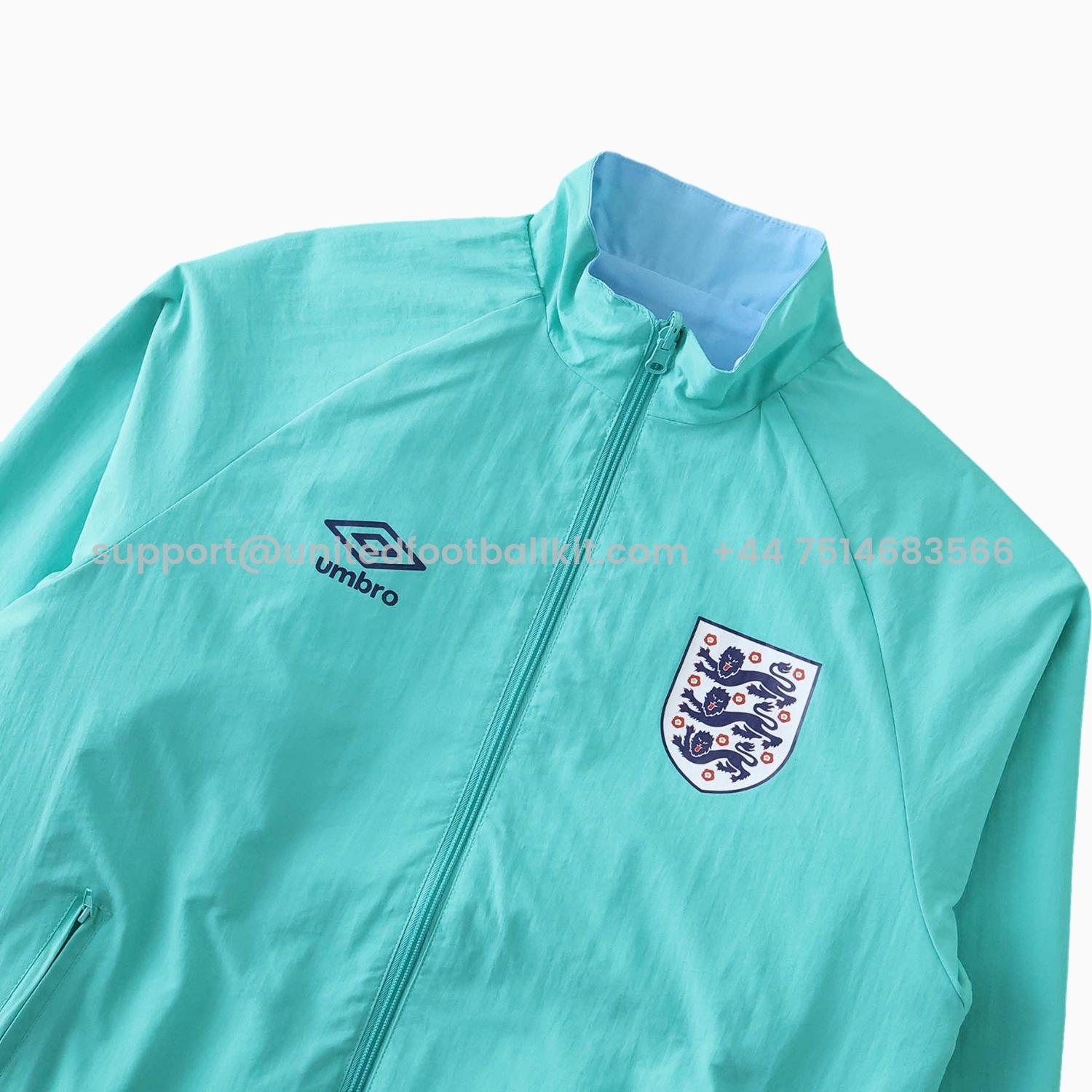 Unitedfootballkit.com | Retro England 1992 Third Double Sided Reversible Windbreaker - Blue & Green -Customize Name, Number and Patch | Worldwide Shipping