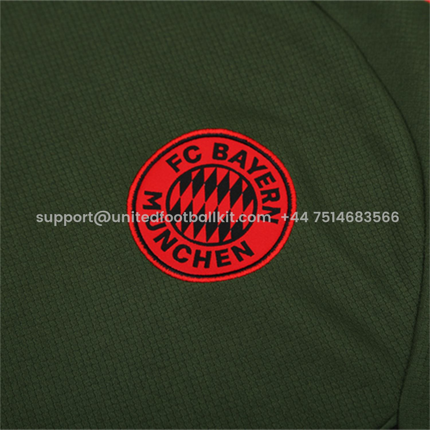 Unitedfootballkit.com | Bayern Munich 25-26 Short-Sleeve Training Set - Green Top & Black shorts -Customize Name, Number and Patch | Worldwide Shipping