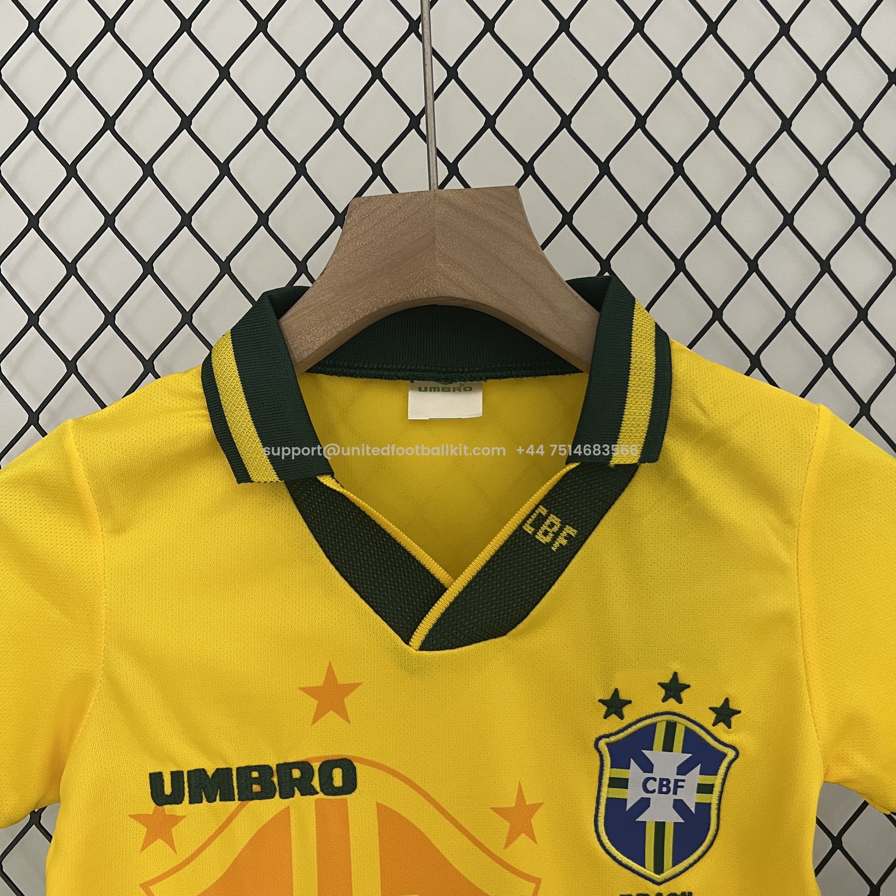 Unitedfootballkit.com | Retro Brazil 1993-94 Home Stadium Kids Kit -Customize Name, Number and Patch | Worldwide Shipping