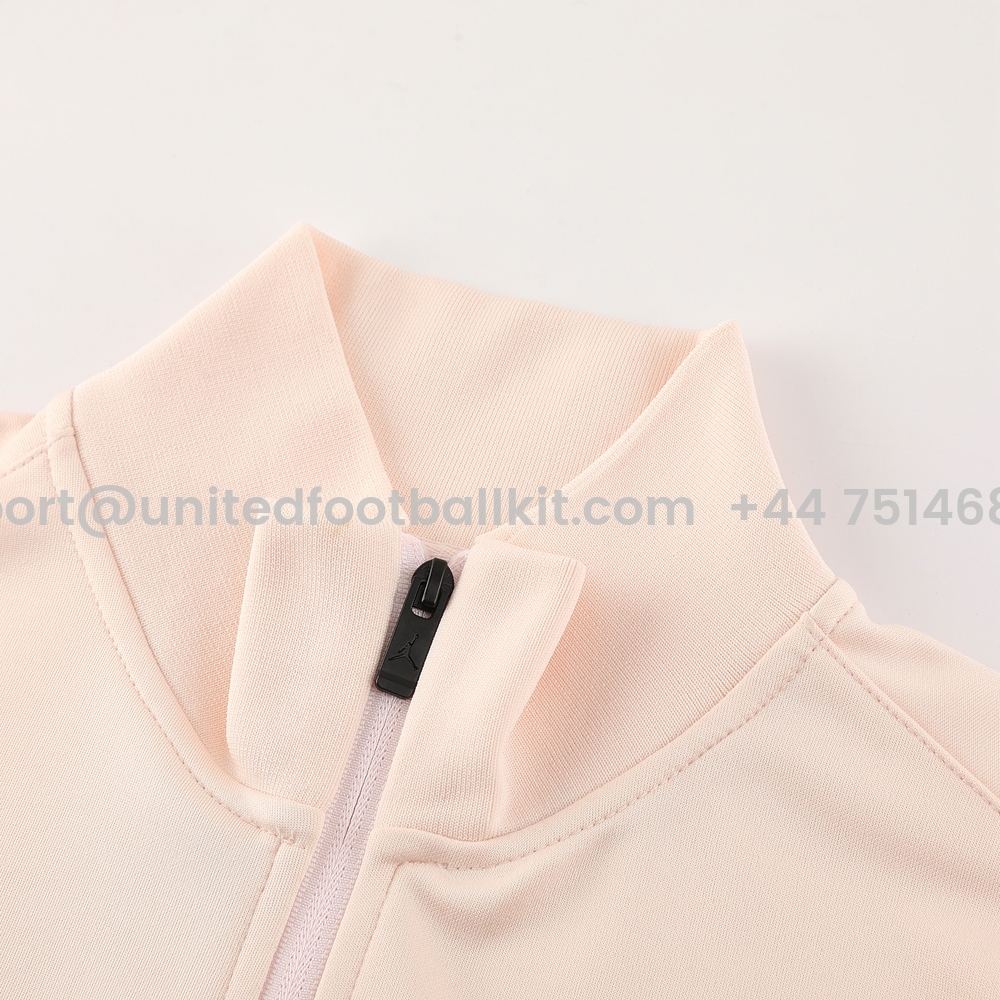 Unitedfootballkit.com | Paris Saint-Germain PSG 24-25 Jacket Training Tracksuit - Light Pink Top and Black Pants -Customize Name, Number and Patch | Worldwide Shipping