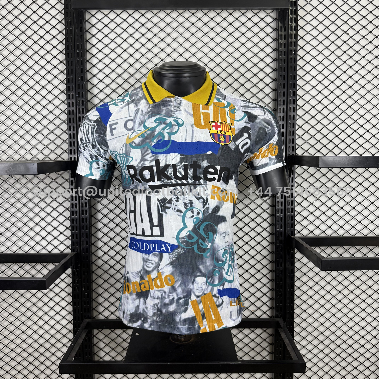 Unitedfootballkit.com | Barcelona 25-26 Ronaldinho Photo Collage Style POLO Colorful Special Jersey - Player Version -Customize Name, Number and Patch | Worldwide Shipping