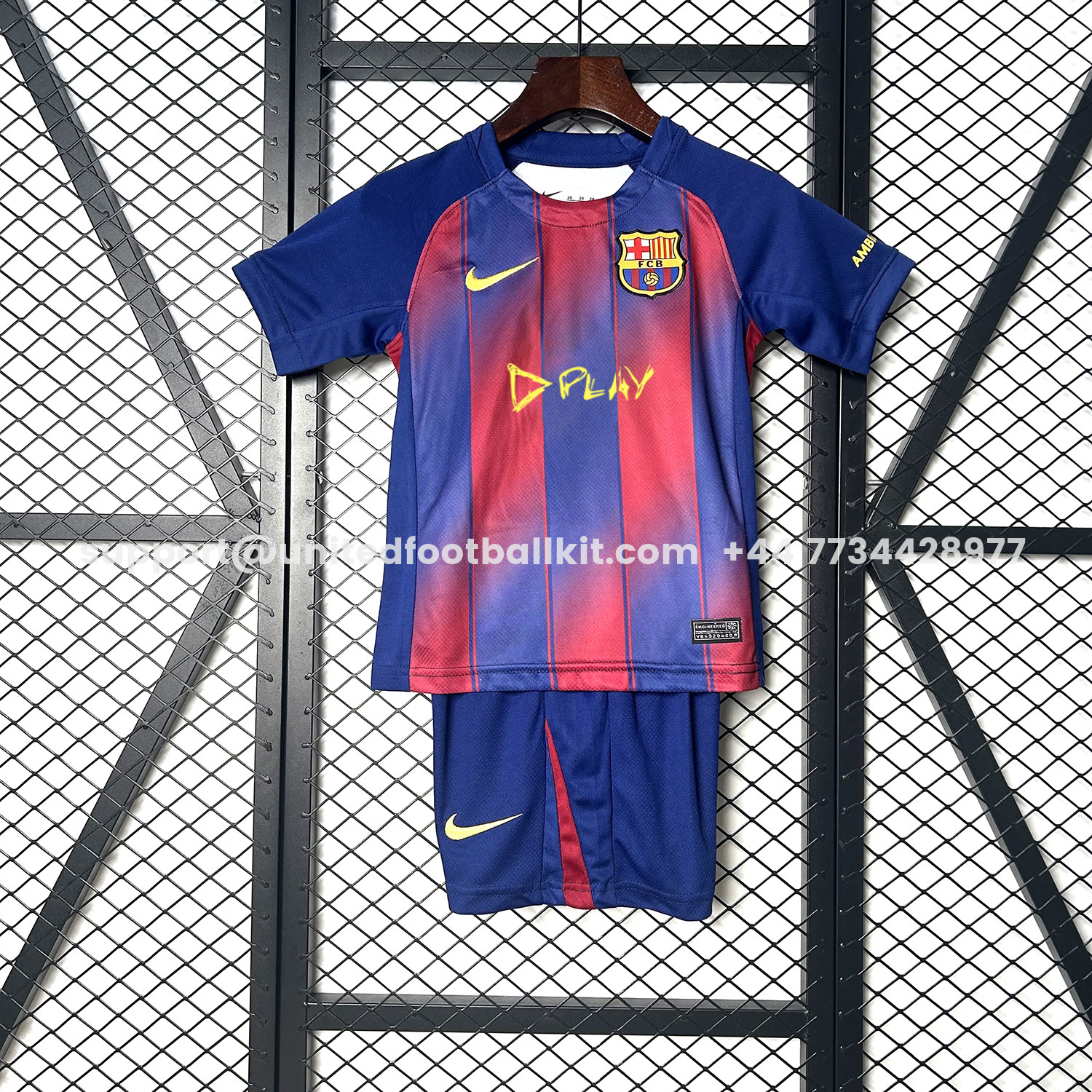 Unitedfootballkit.com | Barcelona 25-26 Ed Sheeran Home Special Kids Kit - Fans Version -Customize Name, Number and Patch | Worldwide Shipping
