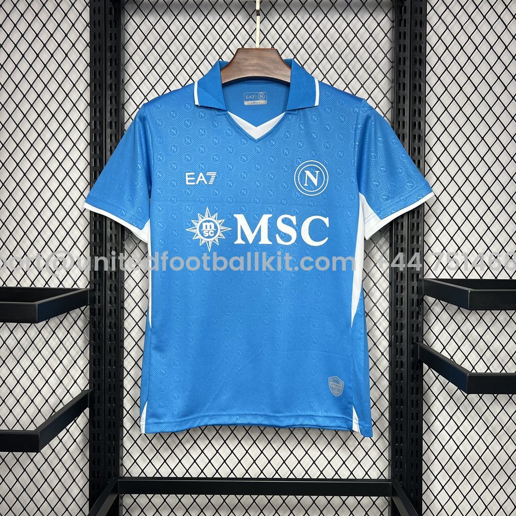 Unitedfootballkit.com | SSC Napoli 24-25 Home Stadium Jersey - Fans Version -Customize Name, Number and Patch | Worldwide Shipping