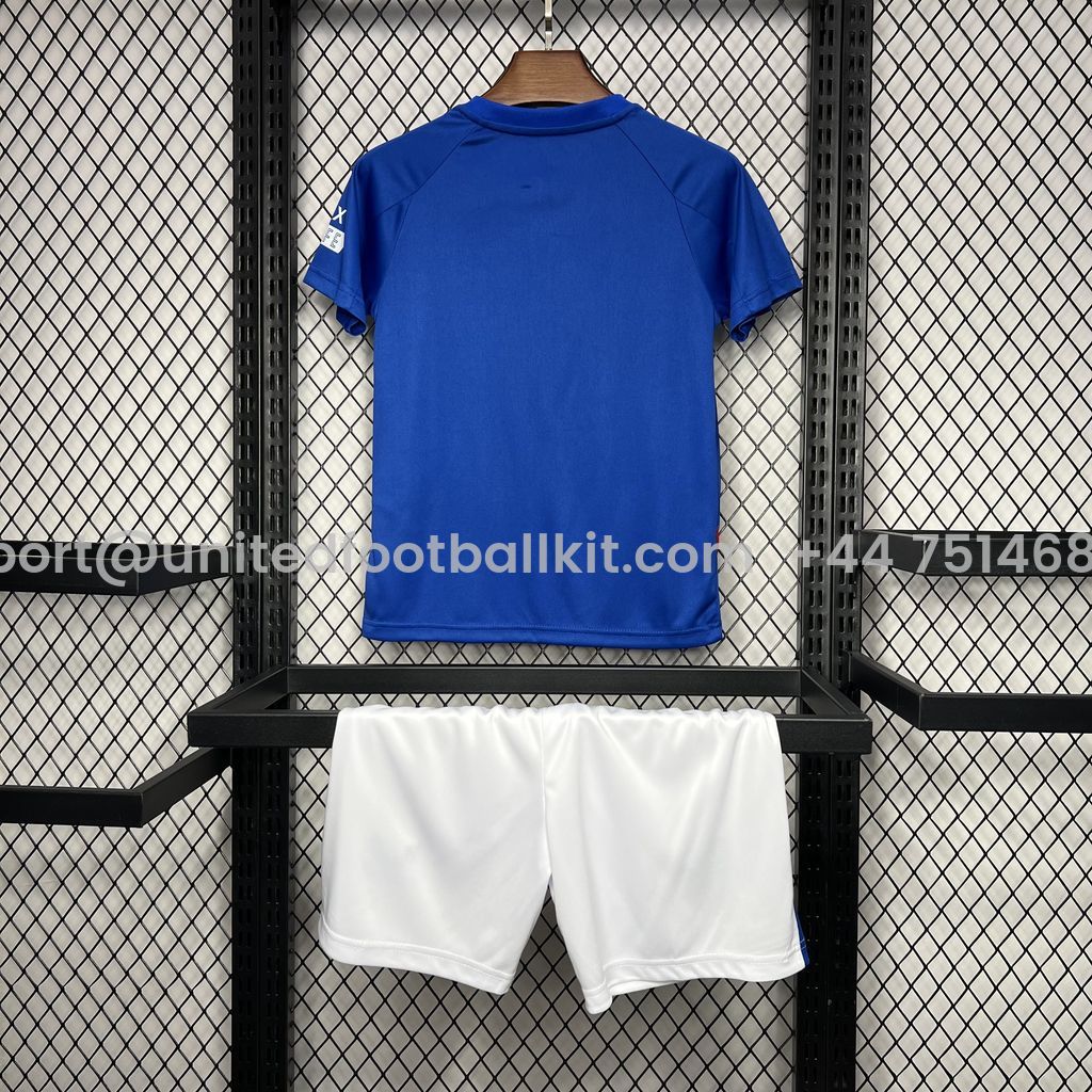 Unitedfootballkit.com | Glasgow Rangers 24-25 Home Stadium Kids Kit -Customize Name, Number and Patch | Worldwide Shipping