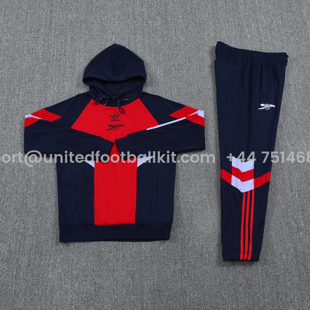 Unitedfootballkit.com | Arsenal 24-25 Originals LFSTLR Training Hoodie Set - Red Hoodie and Deep Blue Pants -Customize Name, Number and Patch | Worldwide Shipping