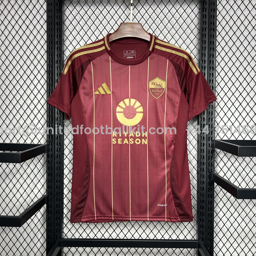 Unitedfootballkit.com | AS Roma 24-25 Home Stadium Jersey - Fans Version -Customize Name, Number and Patch | Worldwide Shipping