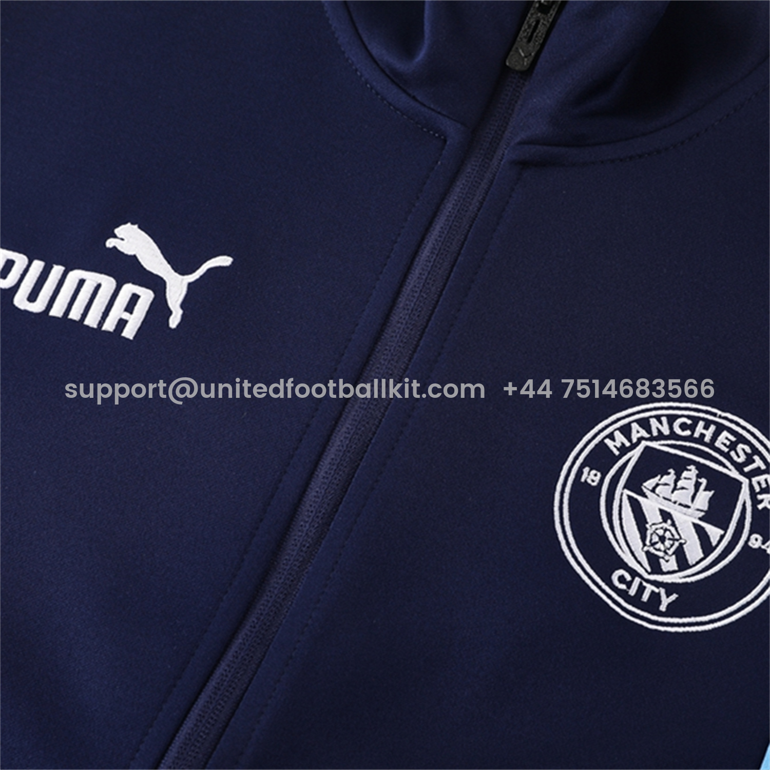 Unitedfootballkit.com | Manchester City 25-26 Jacket Training Tracksuit - Deep Blue Jackets & Pants -Customize Name, Number and Patch | Worldwide Shipping