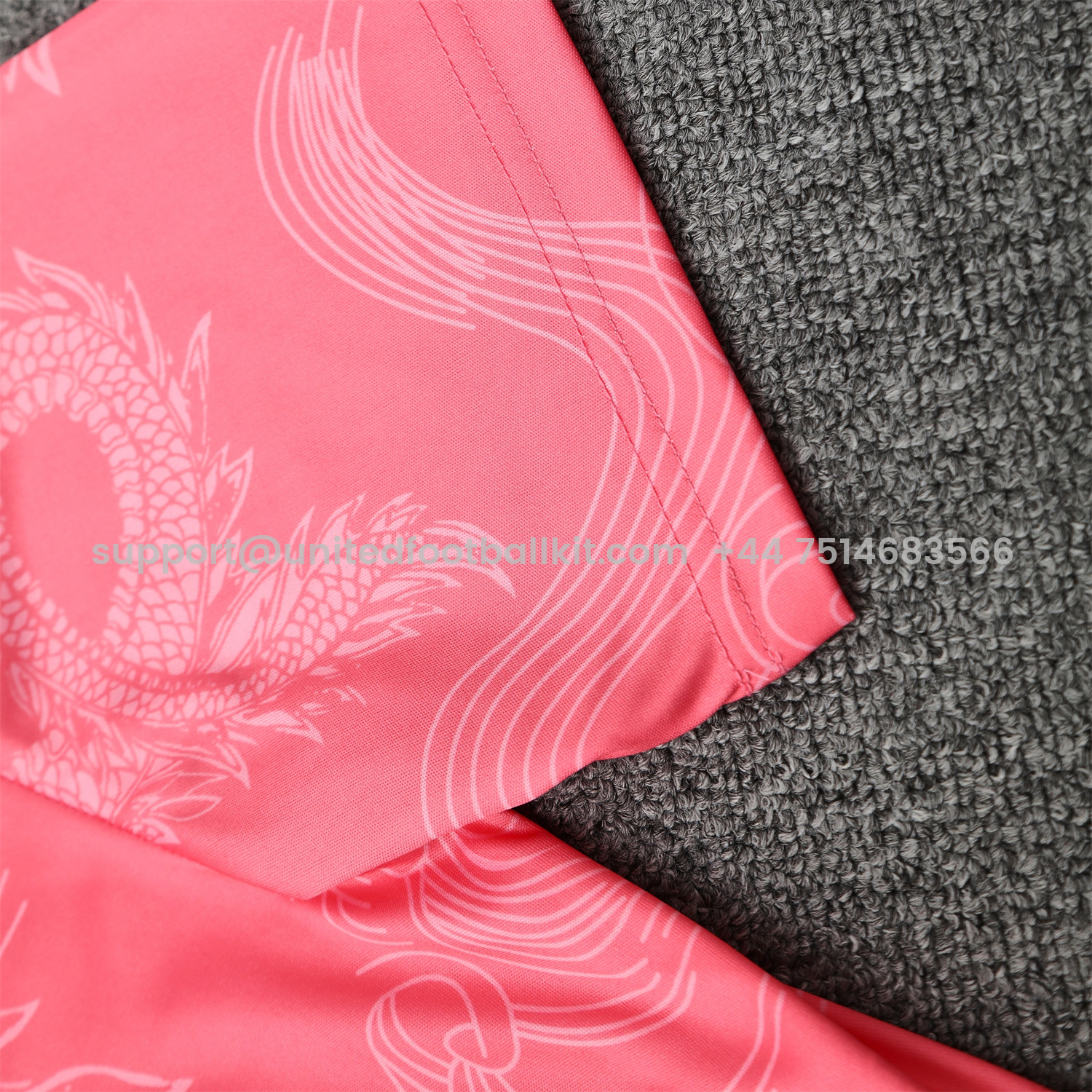 Unitedfootballkit.com | Real Madrid 25-26 Short-Sleeve Training Set - Pink-Black Dragon Top & Black-White Shorts -Customize Name, Number and Patch | Worldwide Shipping