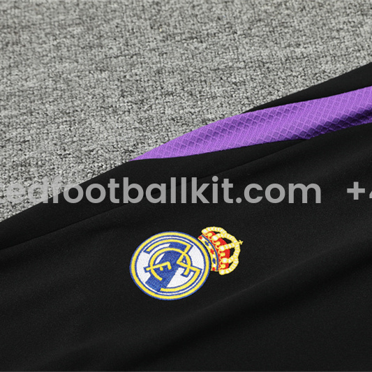 Unitedfootballkit.com | Real Madrid 24-25 Long Sleeve Training Set - Player Version - Black and Purple -Customize Name, Number and Patch | Worldwide Shipping