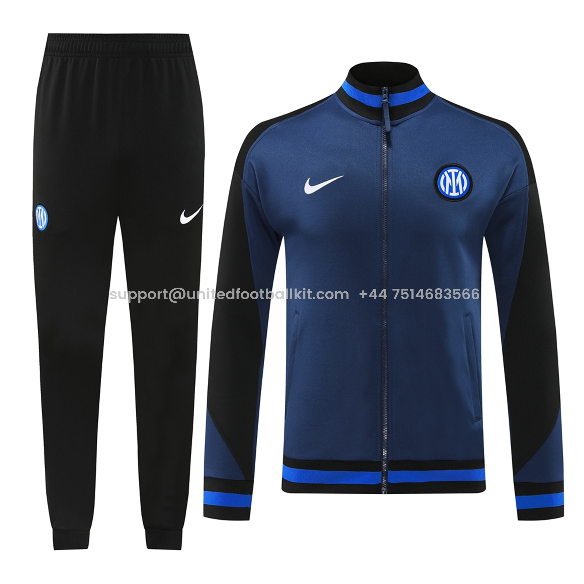 Unitedfootballkit.com | Inter Milan 24-25 Jacket Training Tracksuit - Deep Blue -Customize Name, Number and Patch | Worldwide Shipping
