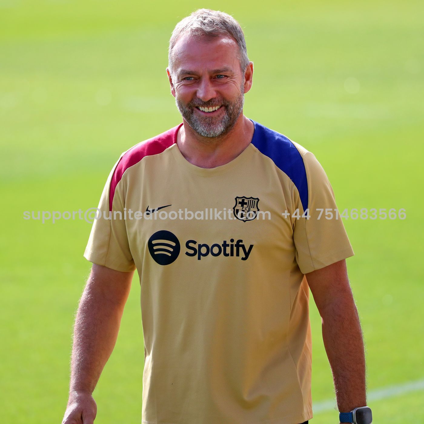 Unitedfootballkit.com | Barcelona 24-25 Short-Sleeve Training Set - Khaki Top & Black Shorts -Customize Name, Number and Patch | Worldwide Shipping