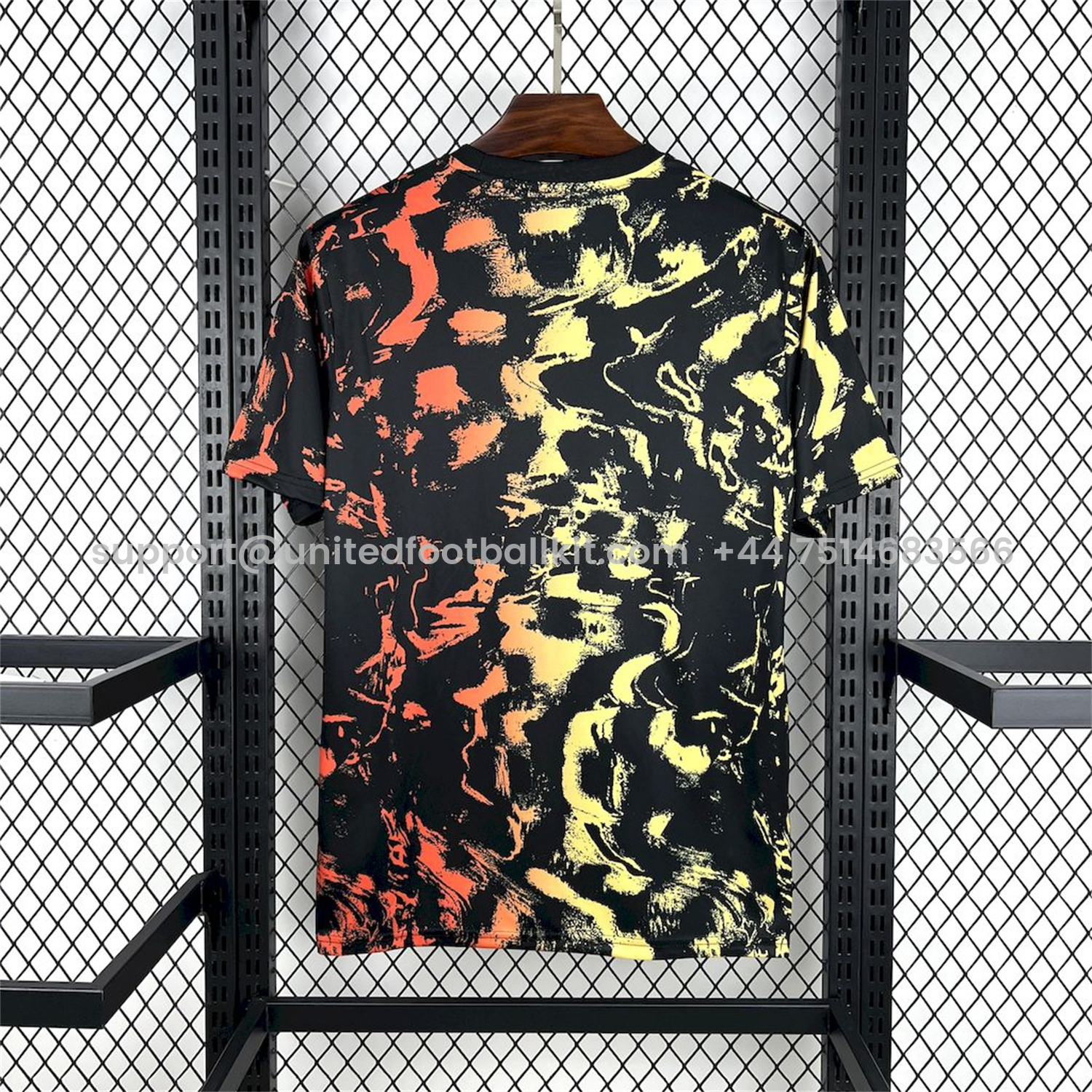 Unitedfootballkit.com | Newcastle United 25-26 Orange Red Graffiti Black Pre-Match Training Jersey - Fans Version -Customize Name, Number and Patch | Worldwide Shipping