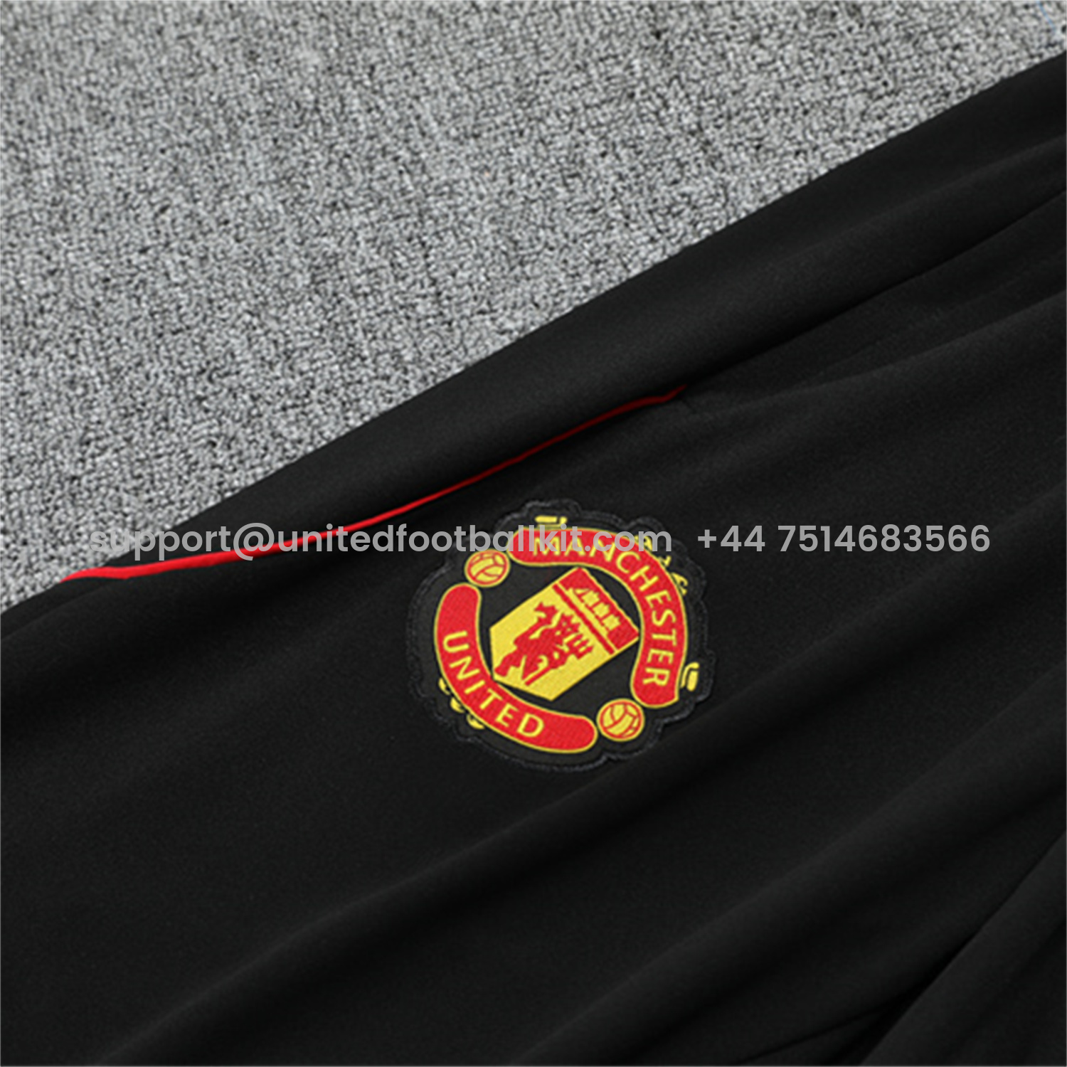 Unitedfootballkit.com | Manchester United 25-26 Long Sleeves Training Set - Red-Black Top & Black Pants -Customize Name, Number and Patch | Worldwide Shipping