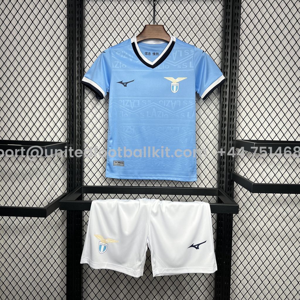 Unitedfootballkit.com | Lazio 24-25 Home Stadium Kids Kit -Customize Name, Number and Patch | Worldwide Shipping