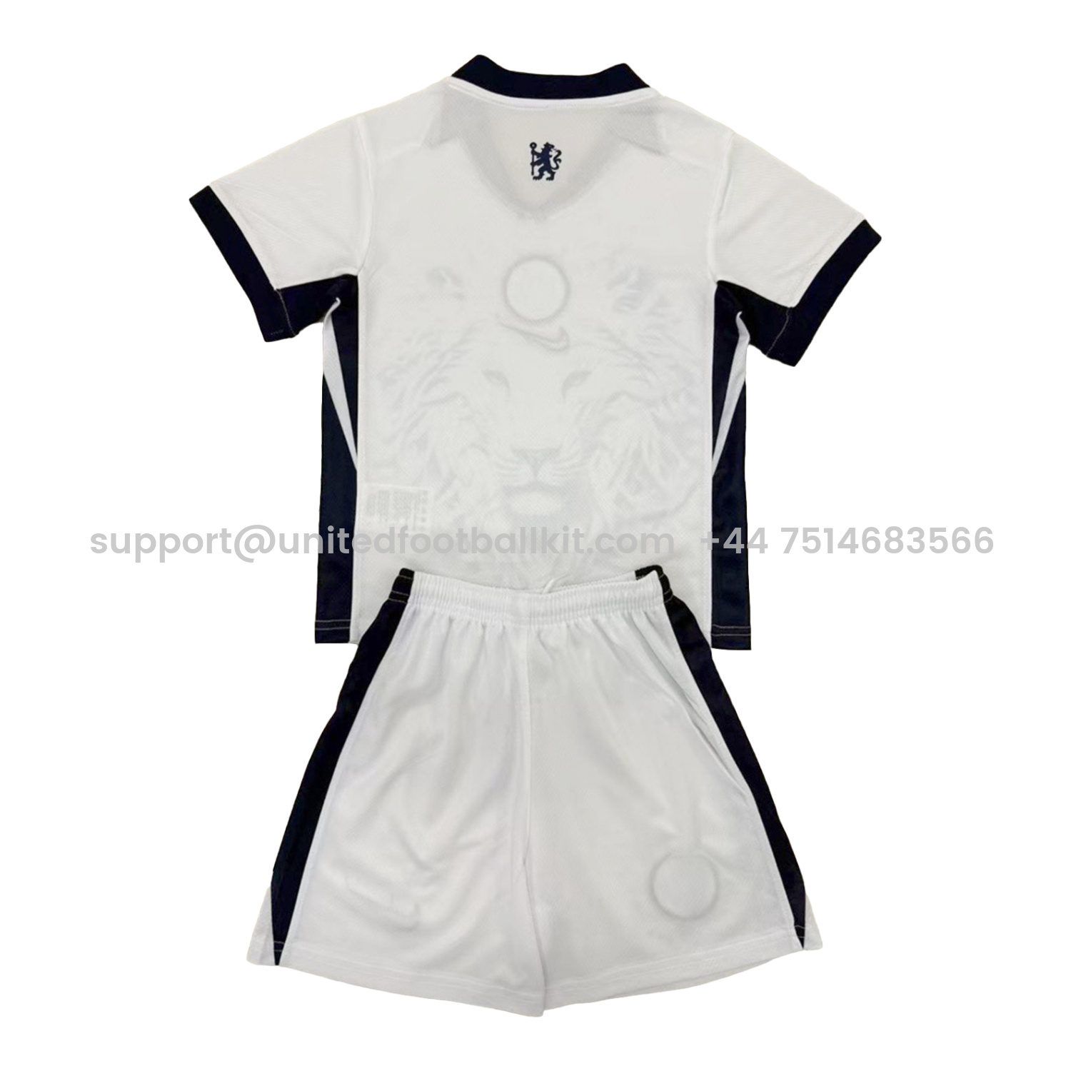 Unitedfootballkit.com | C.H.E.L.S.E.A 25-26 White Lion Concept Kids Kit -Customize Name, Number and Patch | Worldwide Shipping
